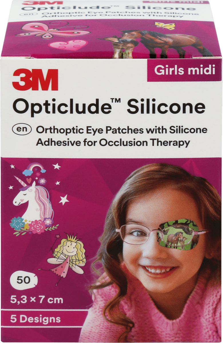 Opticlude Silicone Midi, 3-6 vuotiaille, 50 kpl lajitelma tytöille 50 kpl