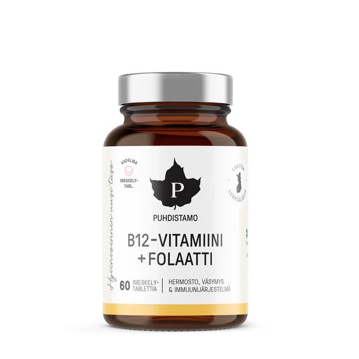 Puhdistamo B12 + folaatti (Quatrefolic®), vadelma 60 tabl. 60 kaps
