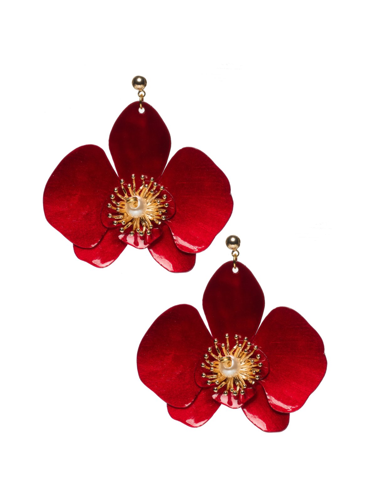 Ylisuuret butterfly orchid korvakorut - punainen