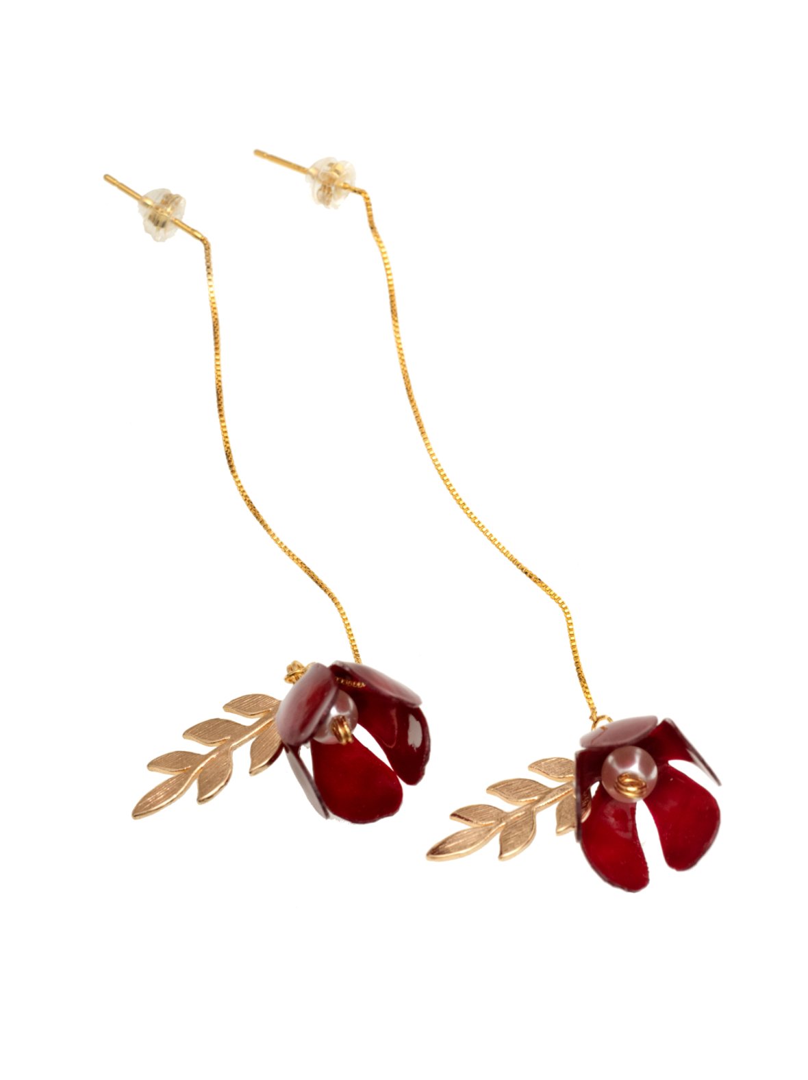 Punainen kukka säädettävät korvakorut