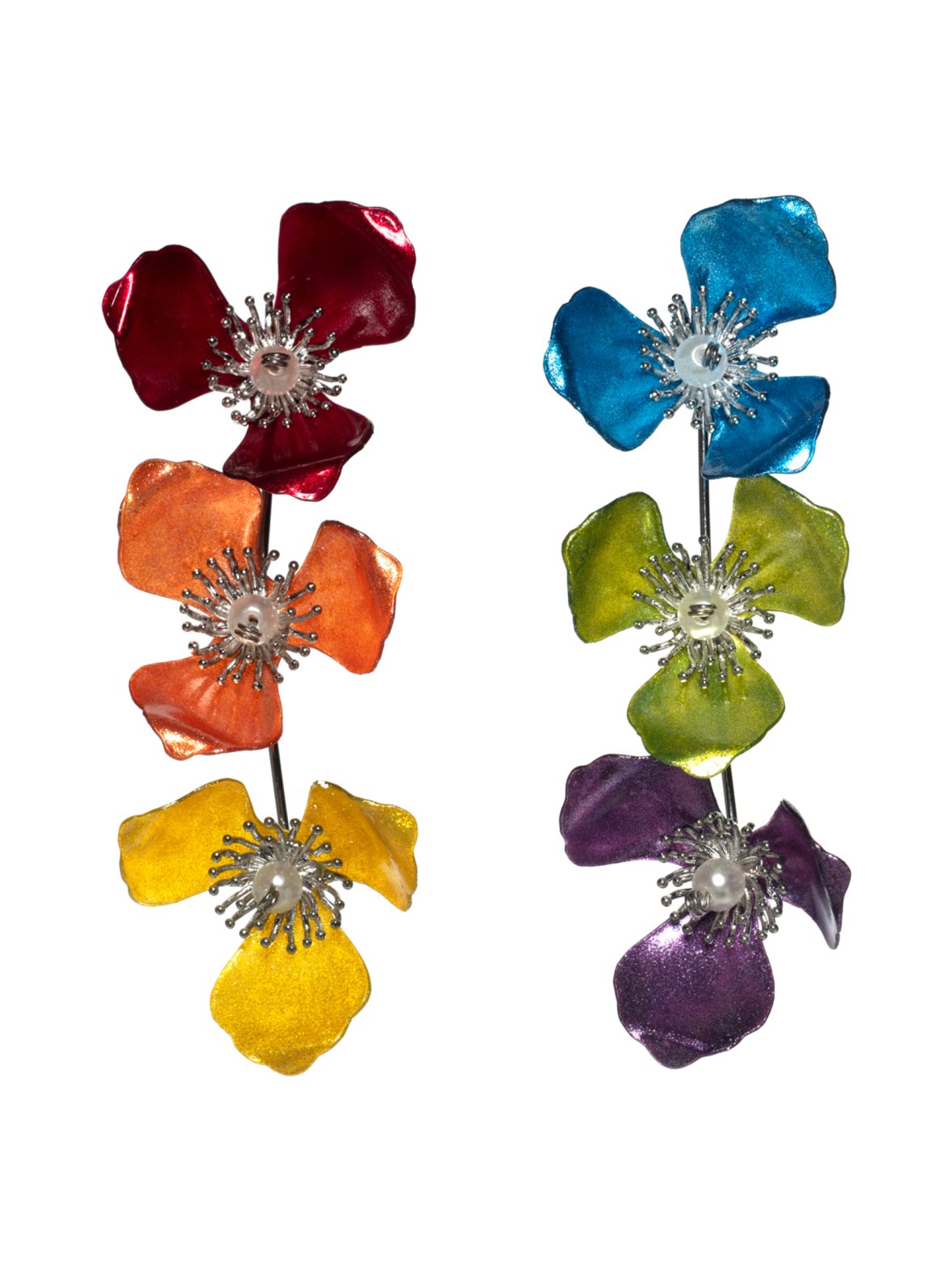 Triple apple flower korvakorut - rainbow