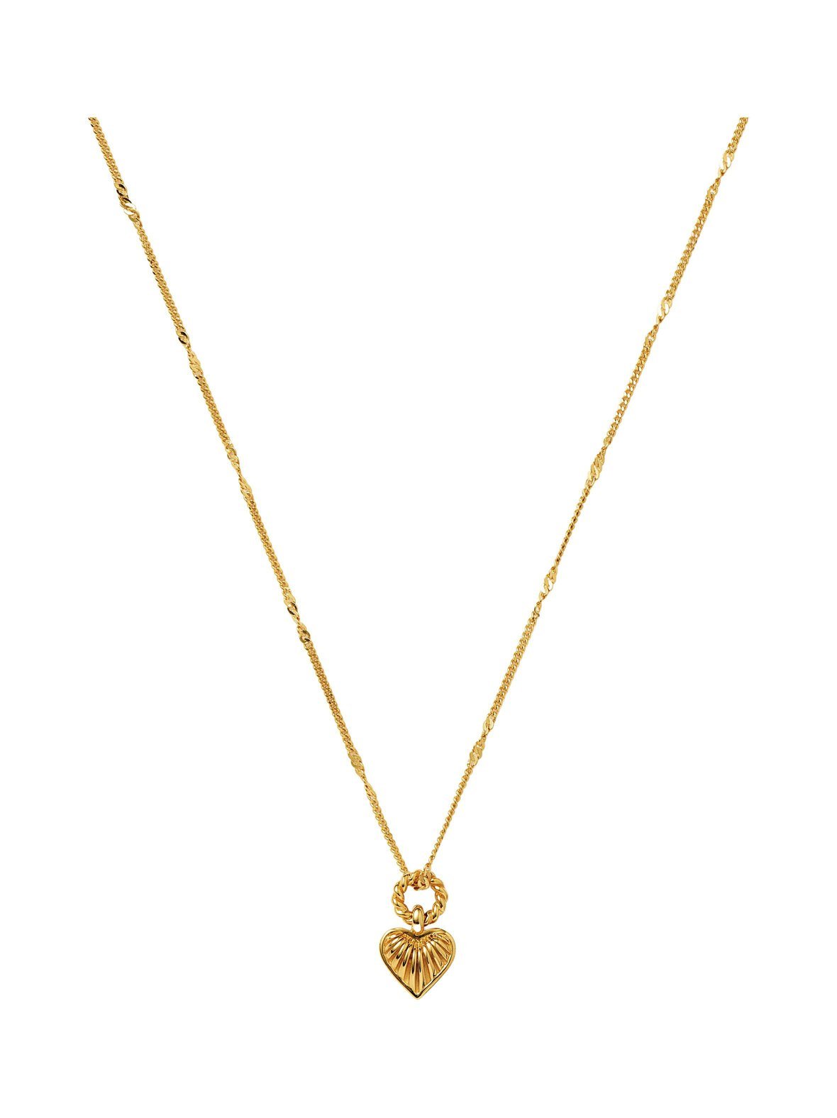 Mini ridge heart charm -kullattu kaulakoru