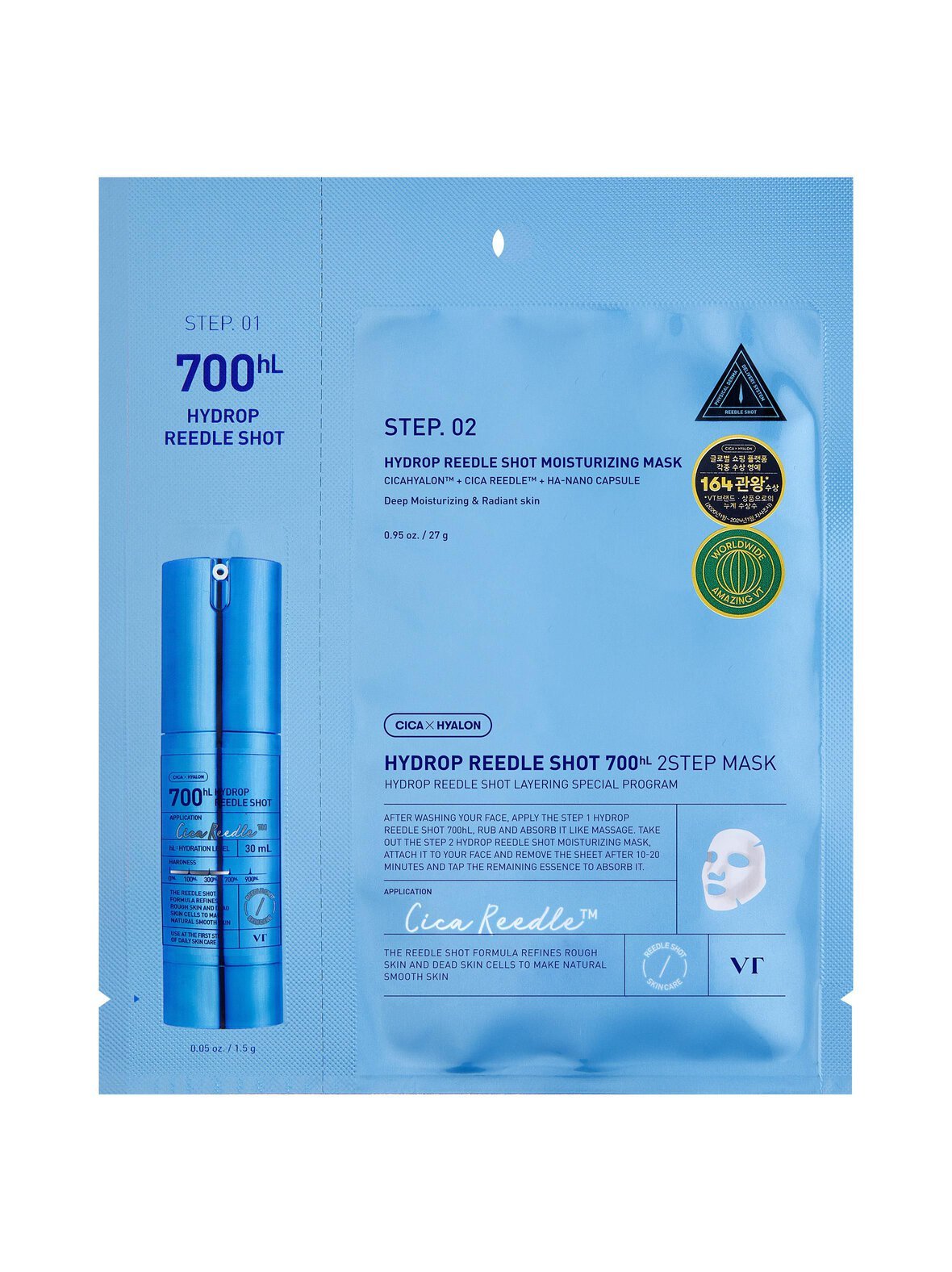 Hydrop reedle shot 700hl 2 step mask -kasvonaamio