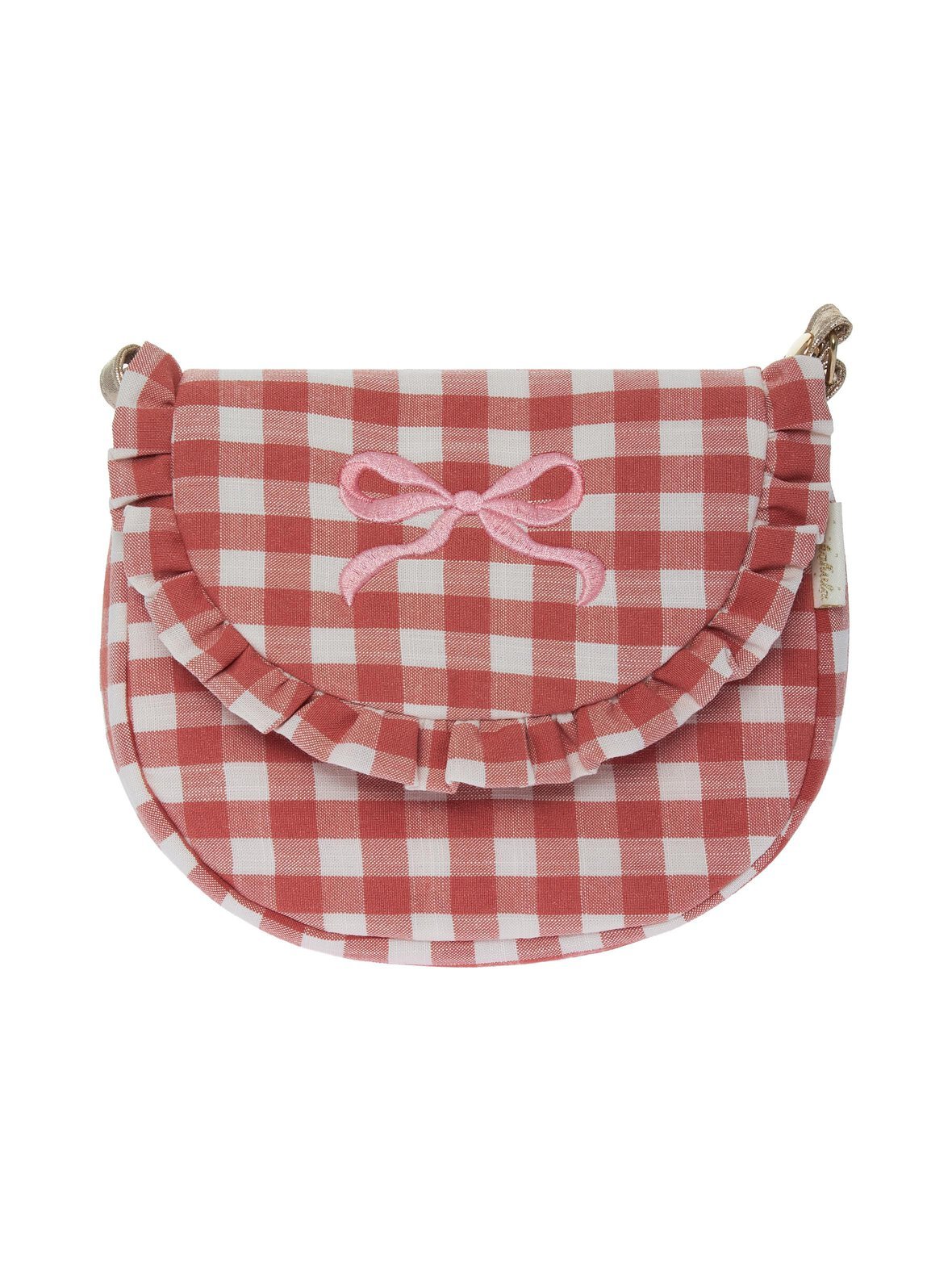 Gingham ruffle bow -laukku