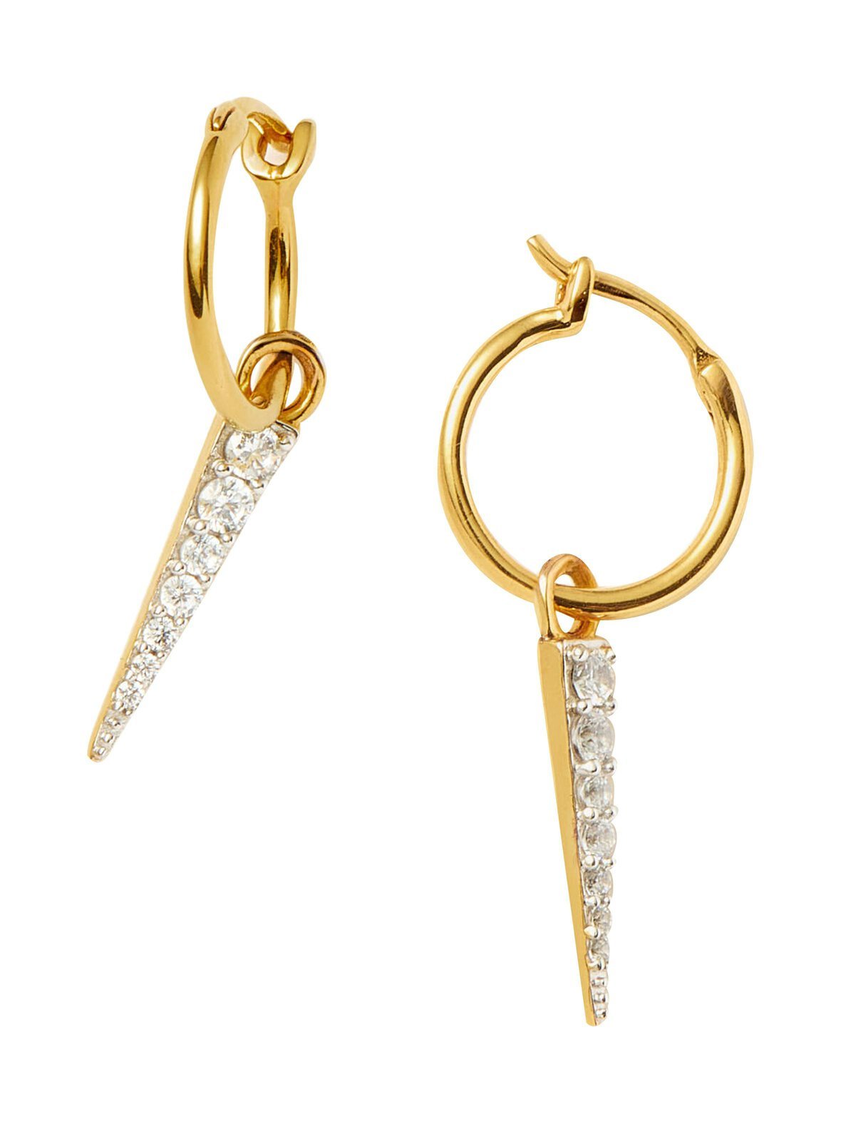 Mini pave spike charm -kullatut korvarenkaat