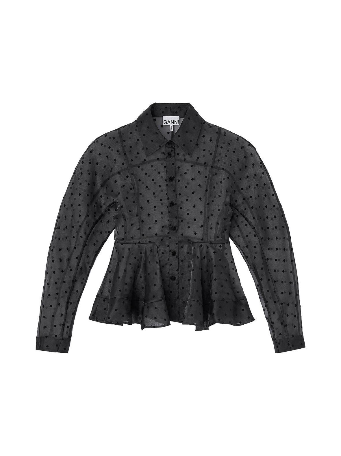 Flocked organza peplum -paitapusero