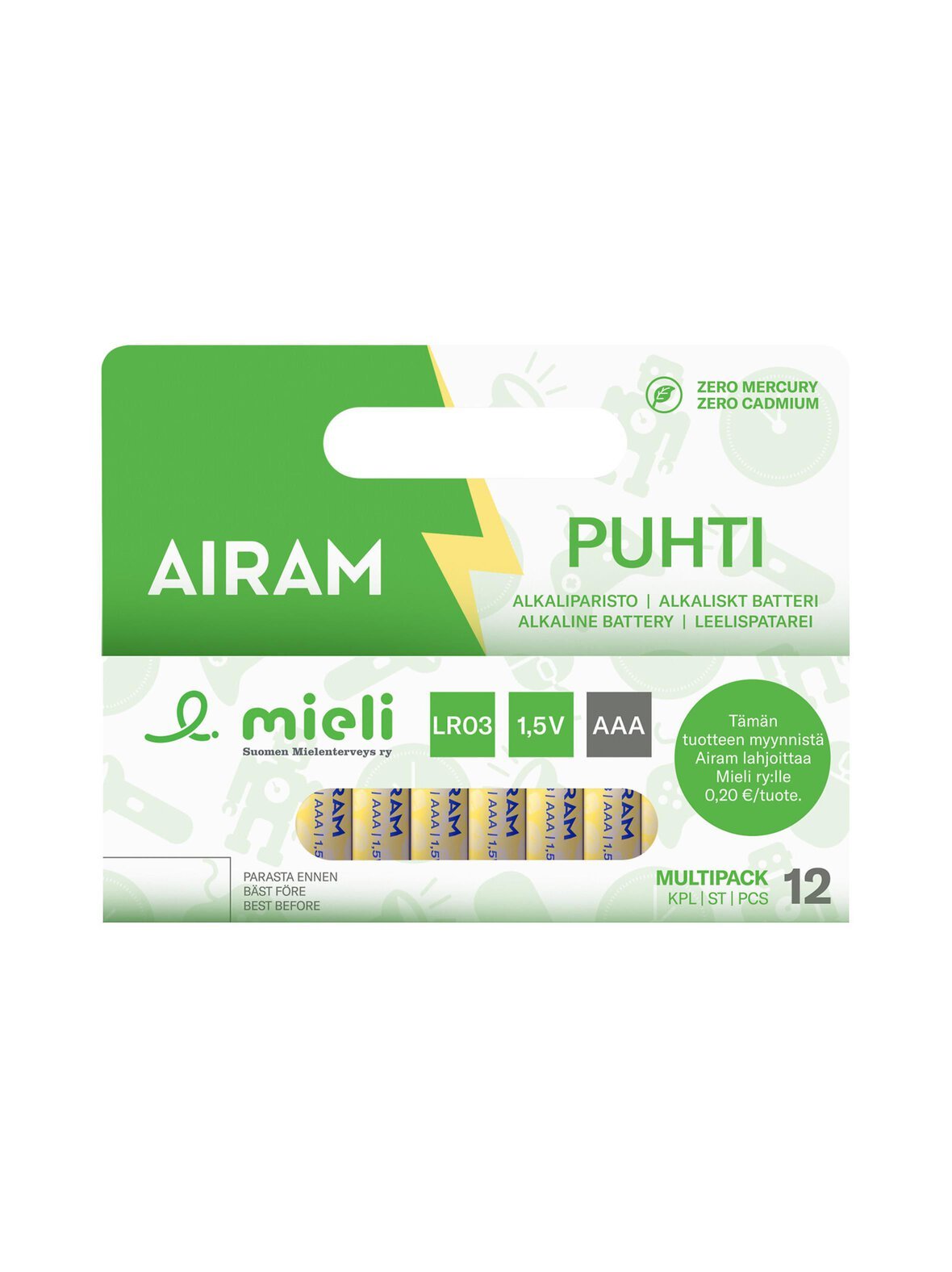 Mielinauha puhti lr03 aaa -paristot 12 kpl