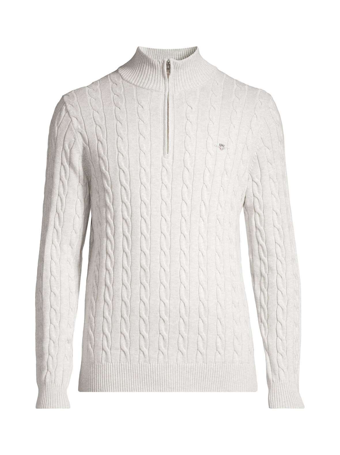 Cotton cable half zip -neulepaita