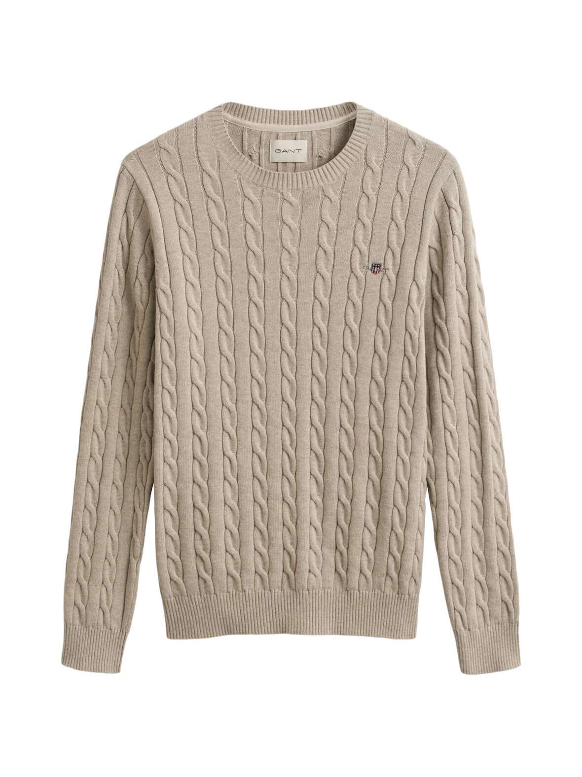 Cotton cable c-neck -neule