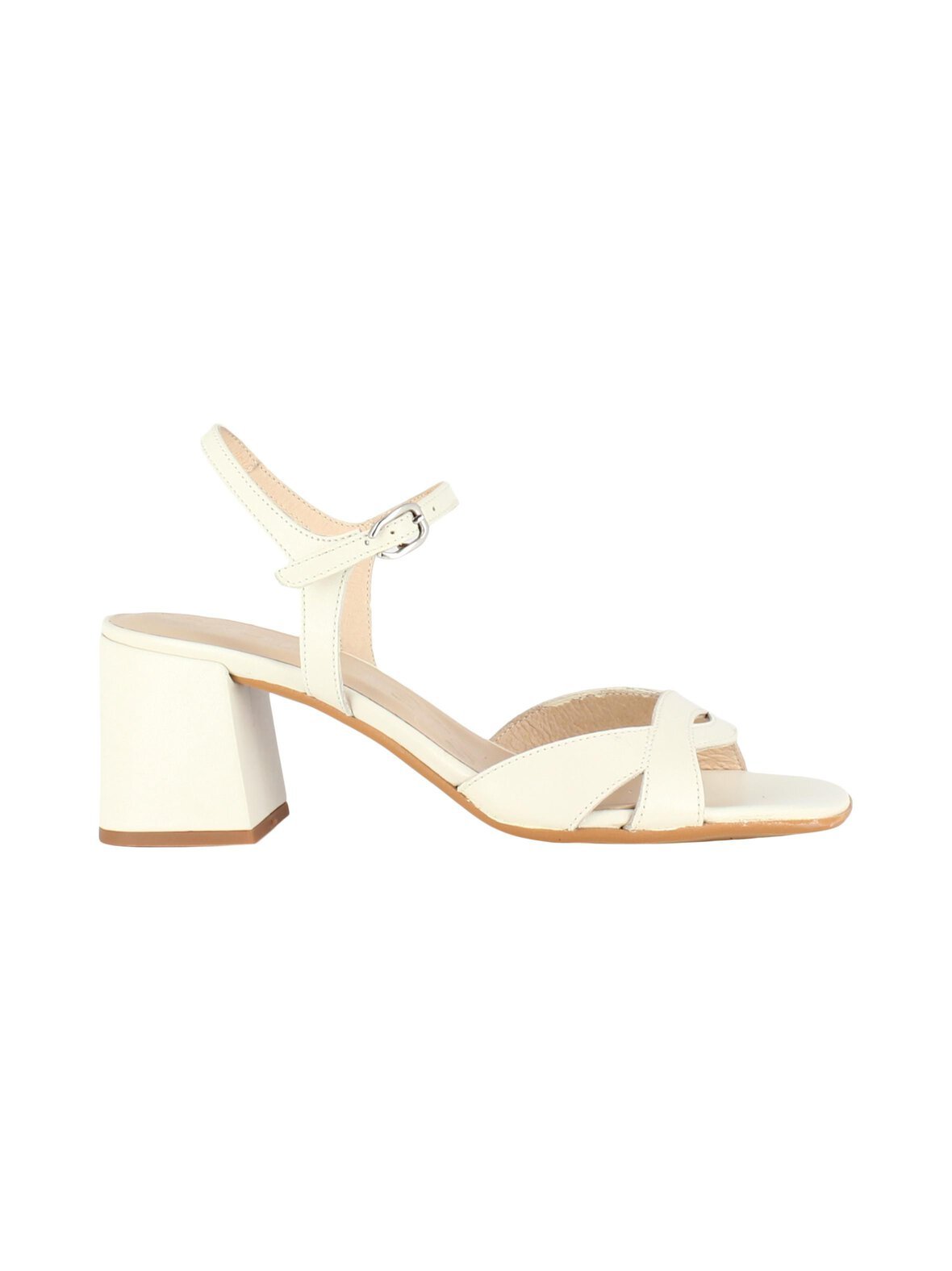Block heel square toe -nahkasandaalit