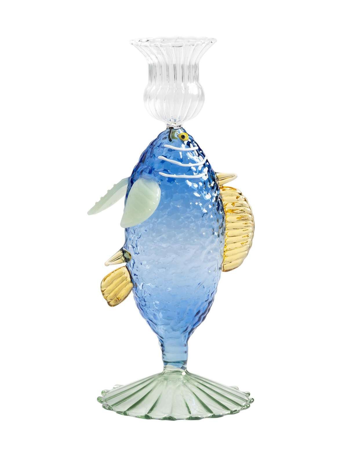 Fish blue -kynttilänjalka