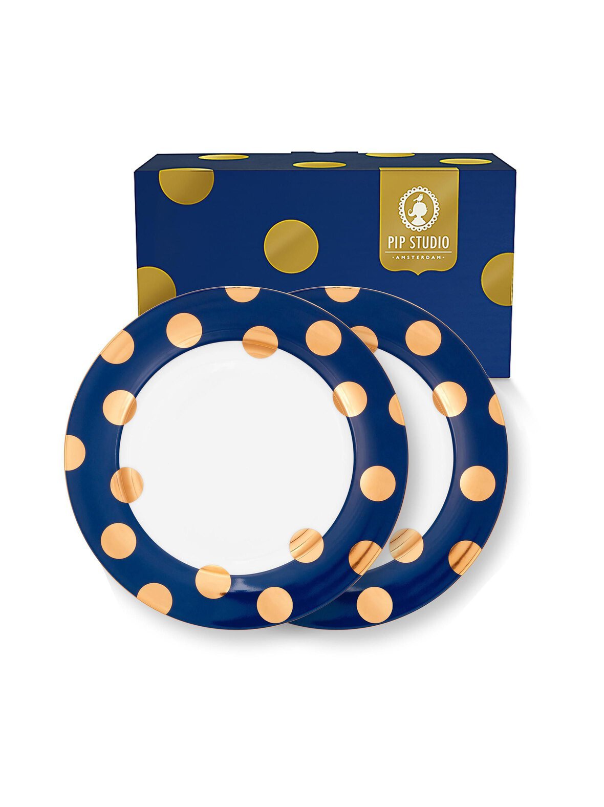 Dot delight navy gold -lautanen 26.5 cm, 2 kpl