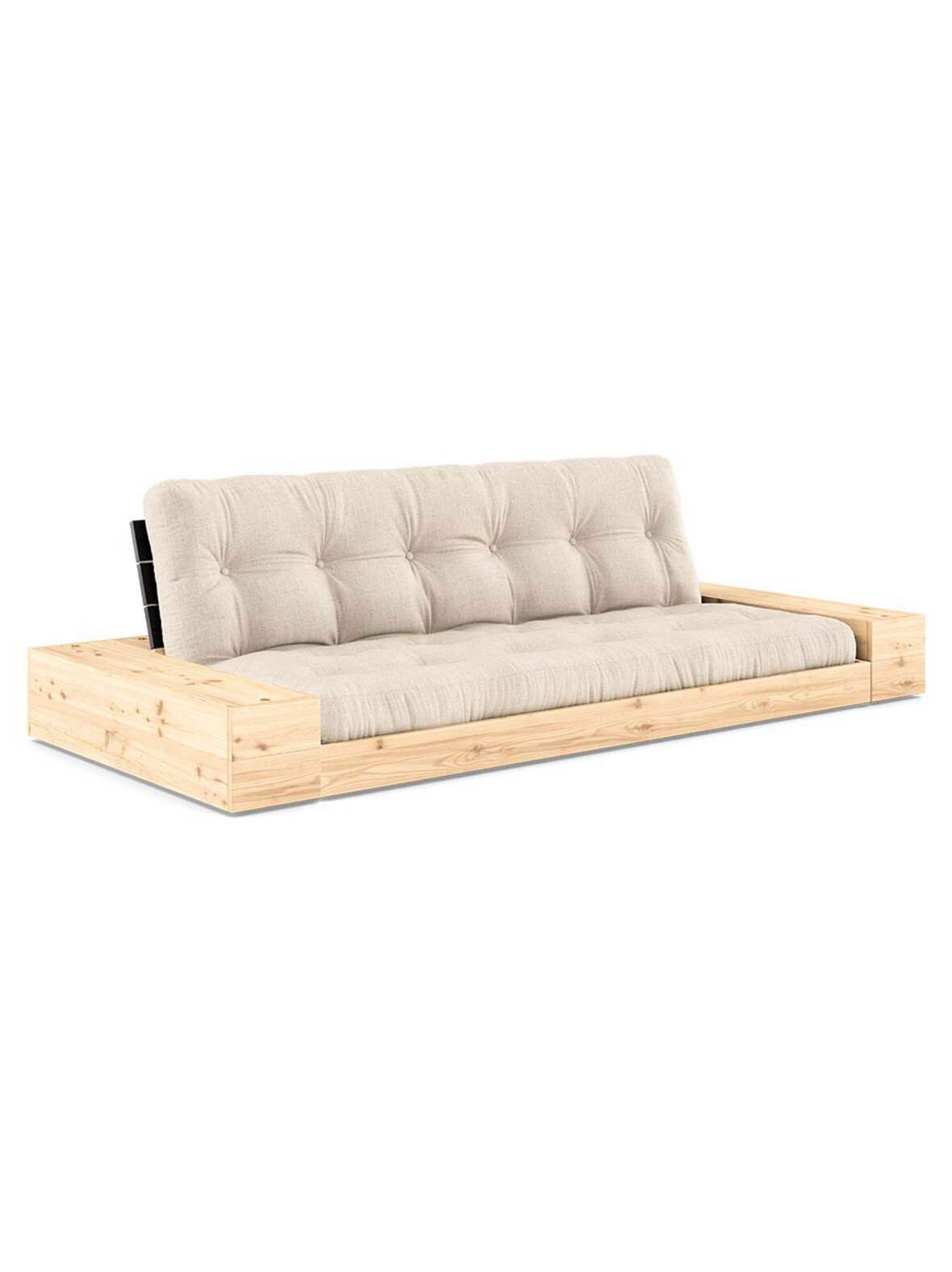 Base-futonsohva laatikoilla linen/musta l 244 cm