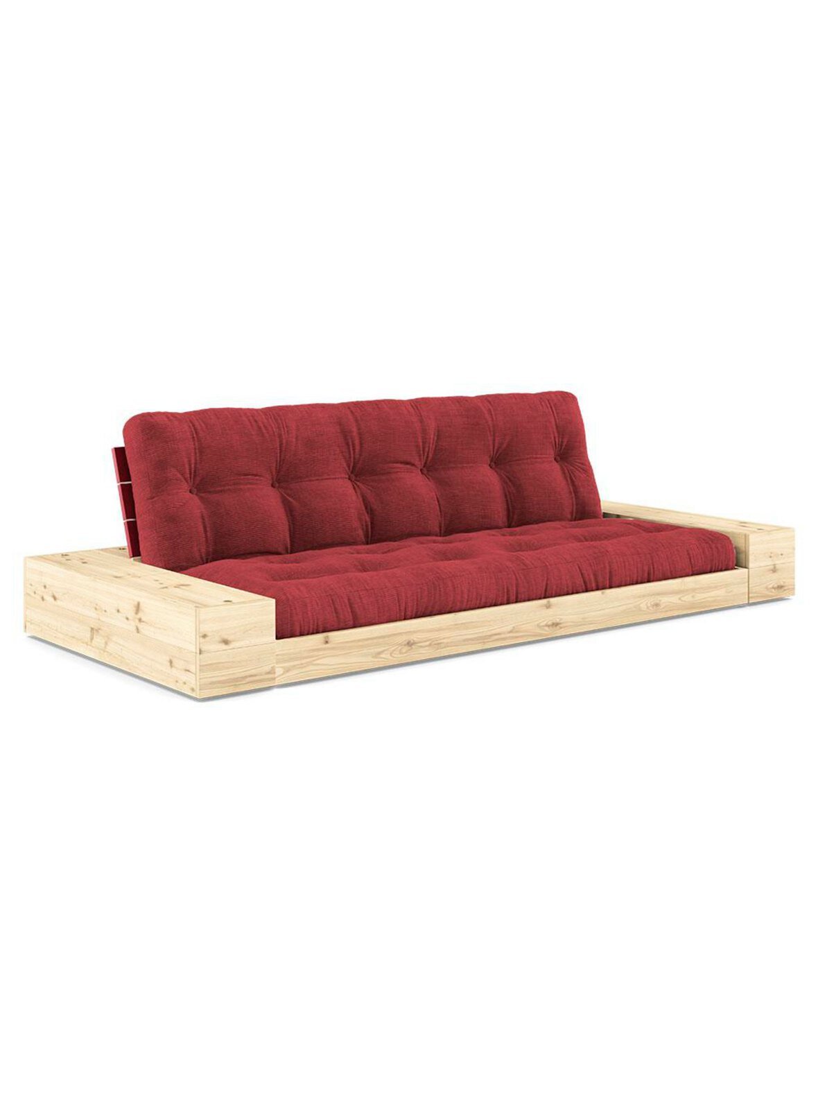 Base-futonsohva laatikoilla corduroy-kangas ruby red/punainen l 244 cm