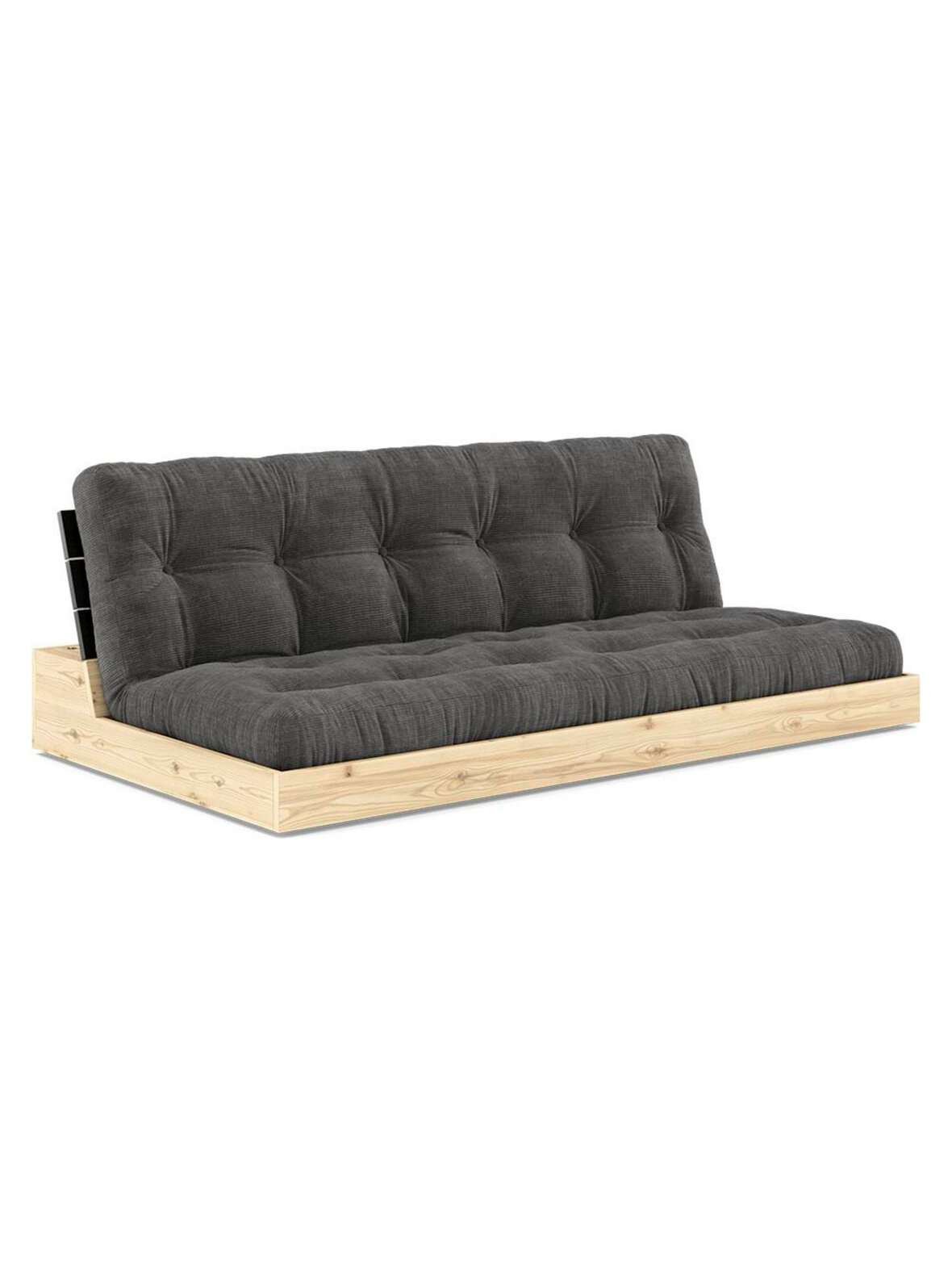 Base-futonsohva corduroy-kangas charcoal/musta l 196 cm