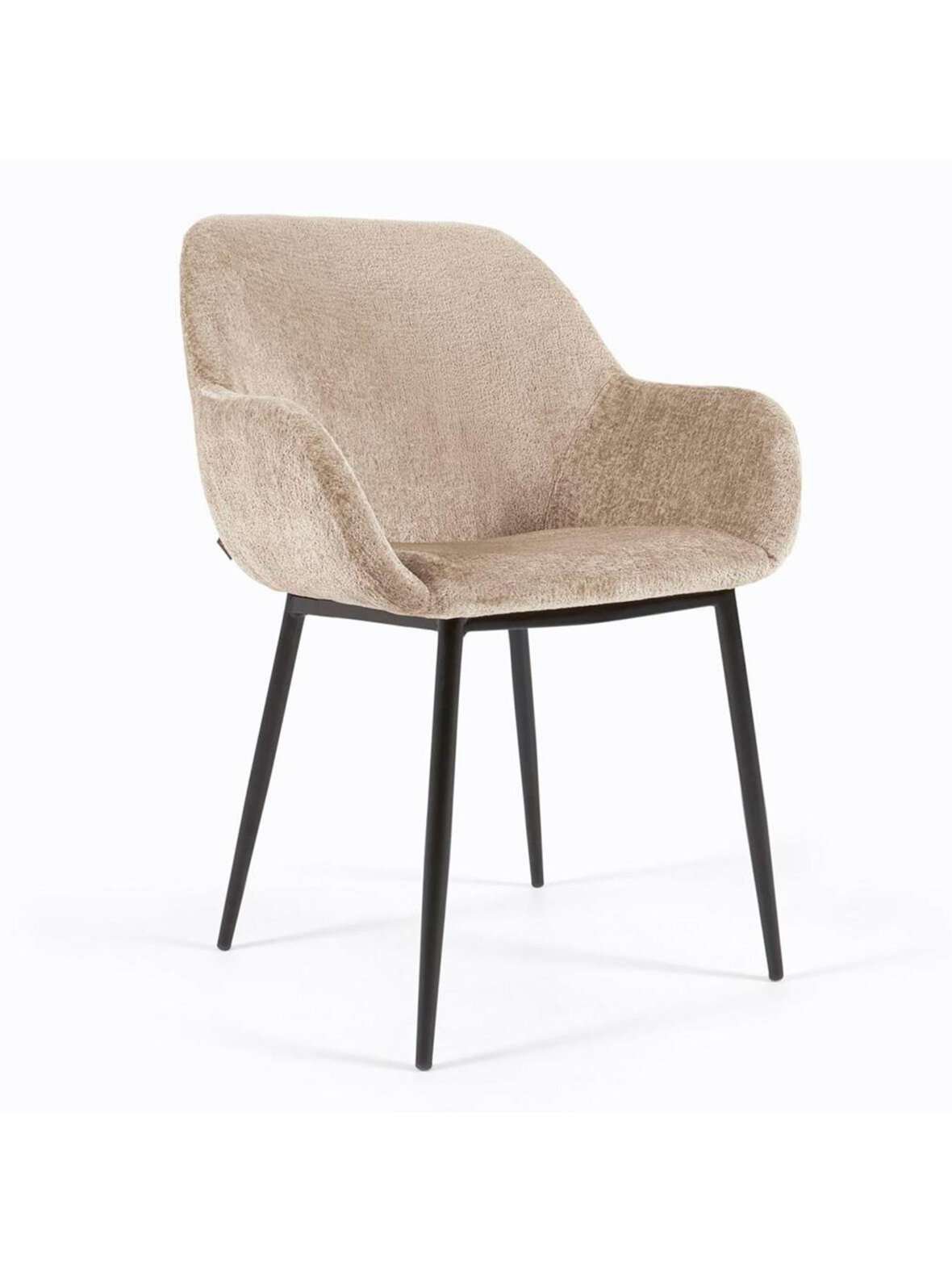Konna-tuoli beige chenille-kangas / musta