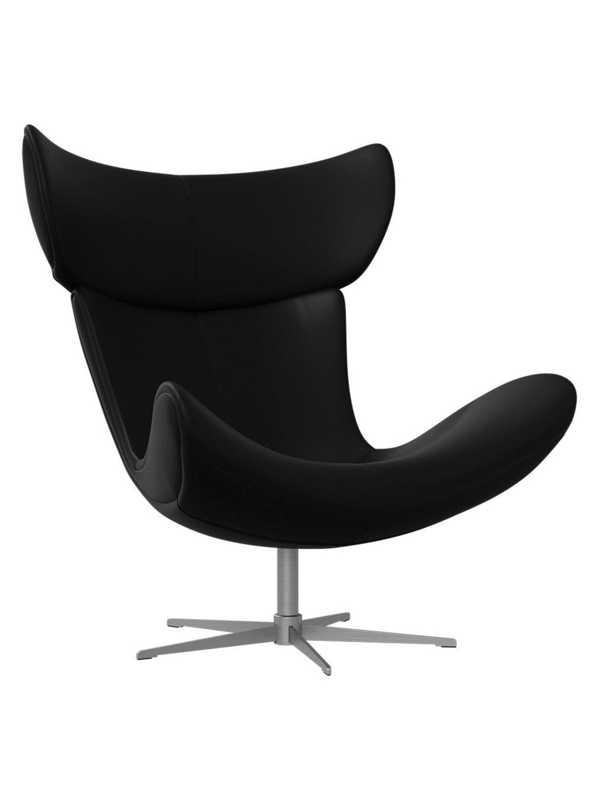 Imola-nojatuoli pyörivä jalusta nordic grain -nahka 5130 musta / teräs
