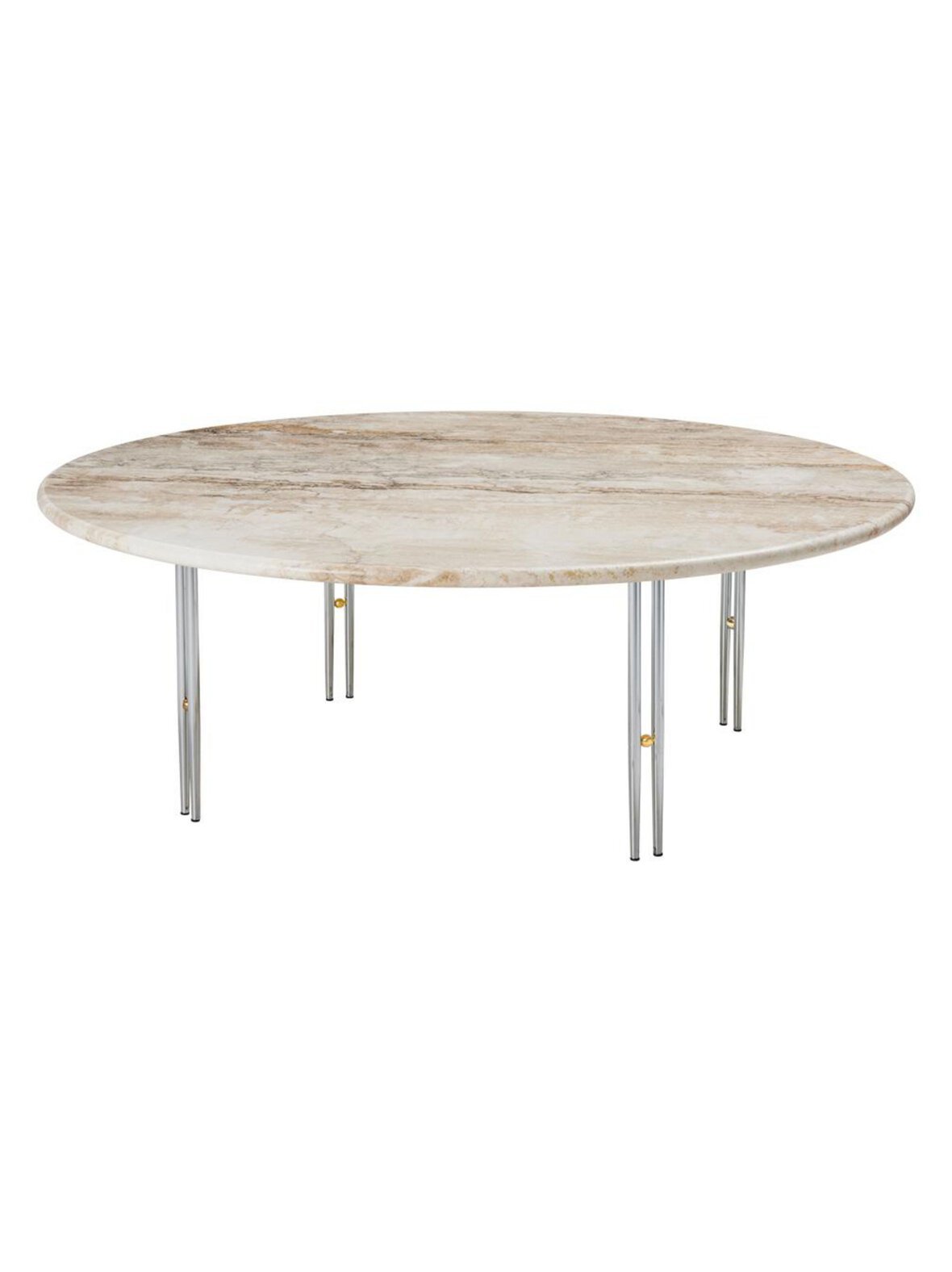 Ioi -sohvapöytä beige travertiini / kromi ⌀ 100 cm