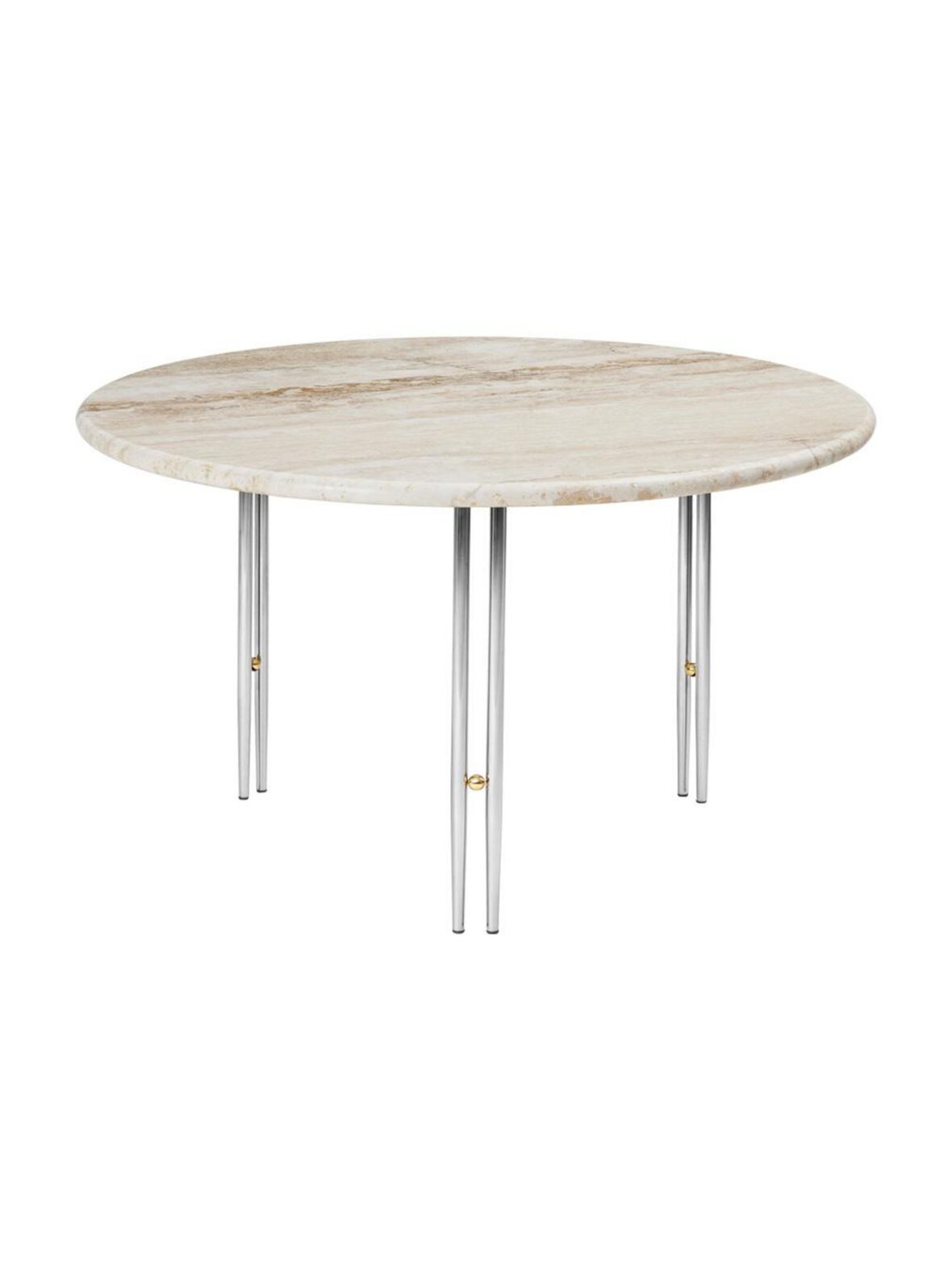Ioi -sohvapöytä beige travertiini / kromi ⌀ 70 cm