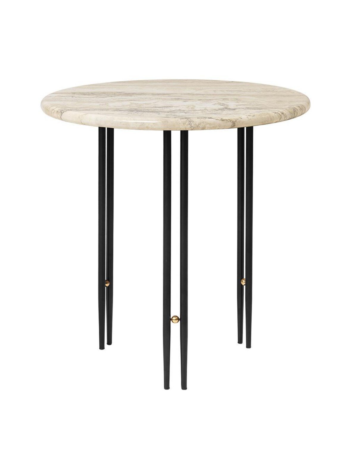 Ioi -sivupöytä beige travertiini / musta ⌀ 50 cm