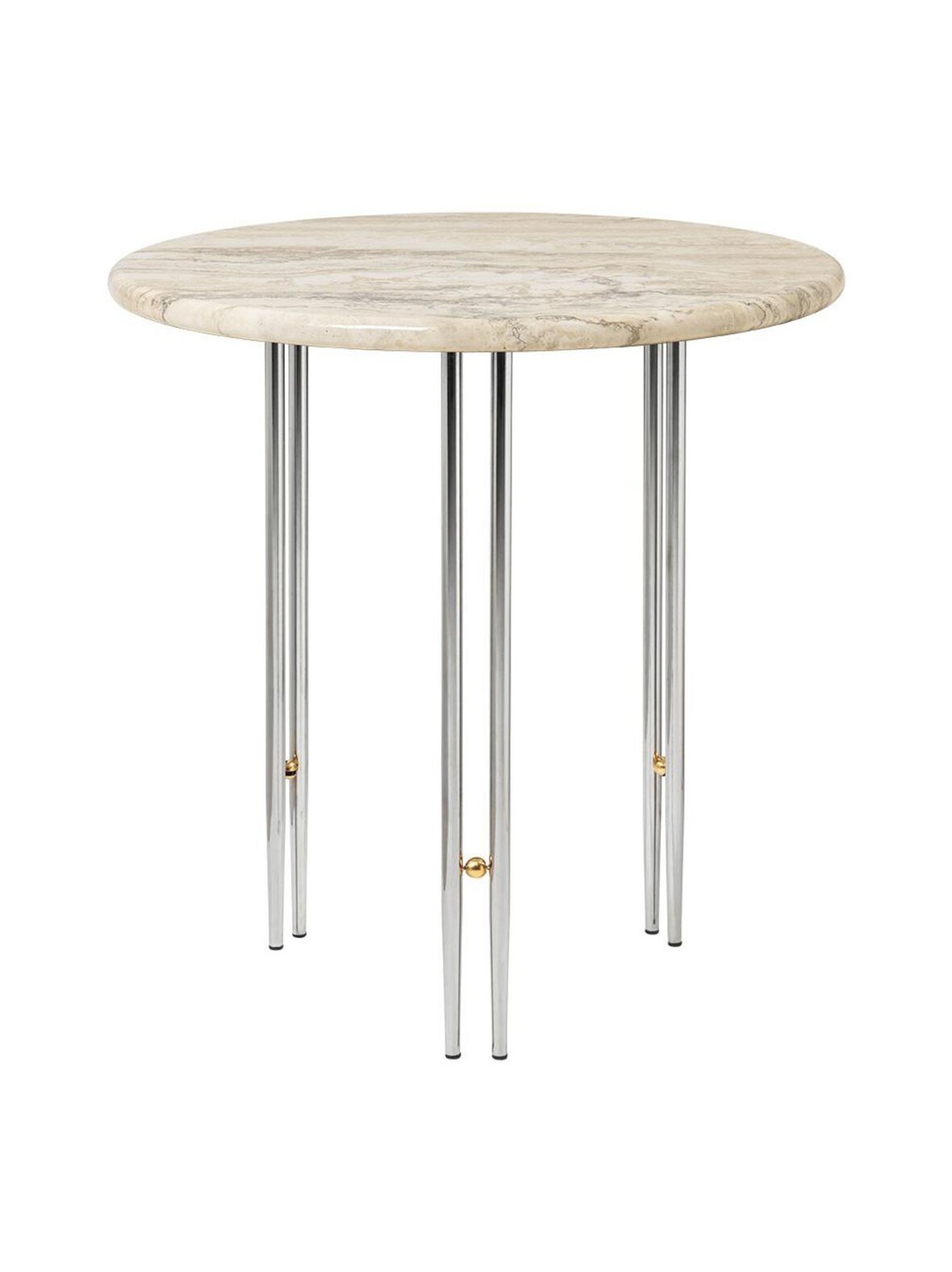 Ioi -sivupöytä beige travertiini / kromi ⌀ 50 cm