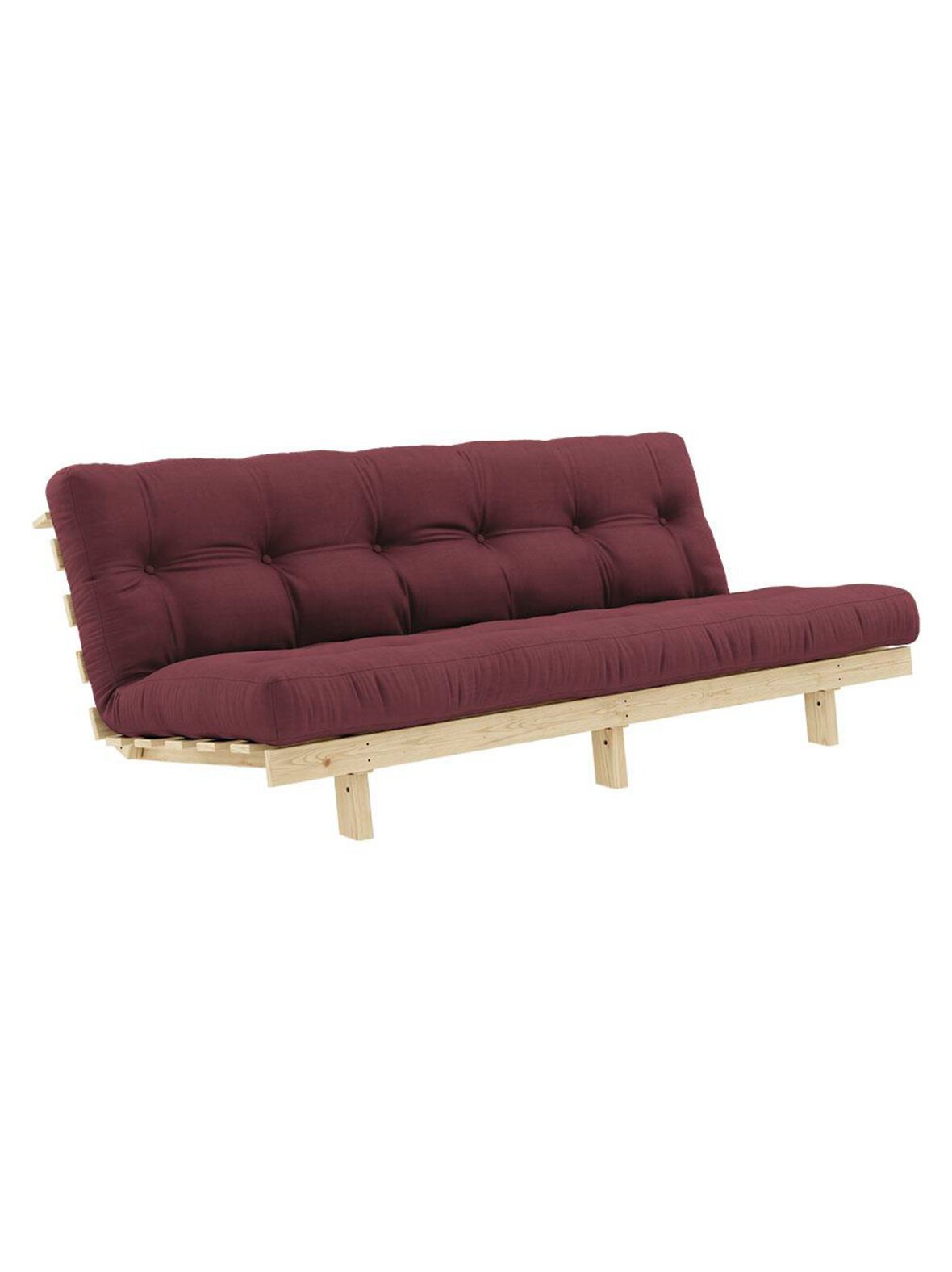 Lean-futonsohva bordeaux / mänty l 190 cm