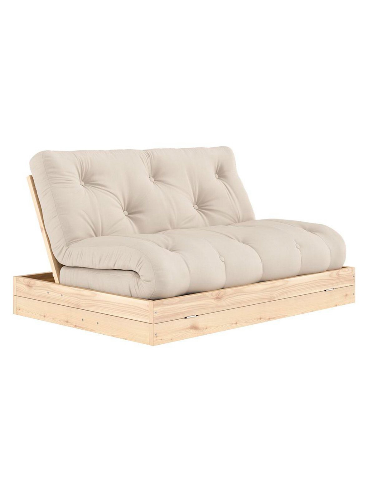 Flip-futonsohva beige / mänty l 140 cm