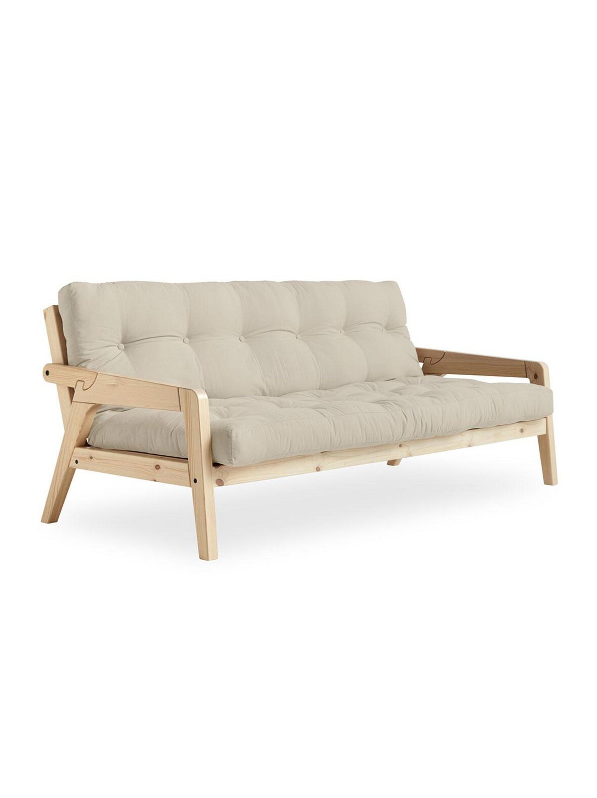 Grab-futonsohva beige/mänty l 200 cm