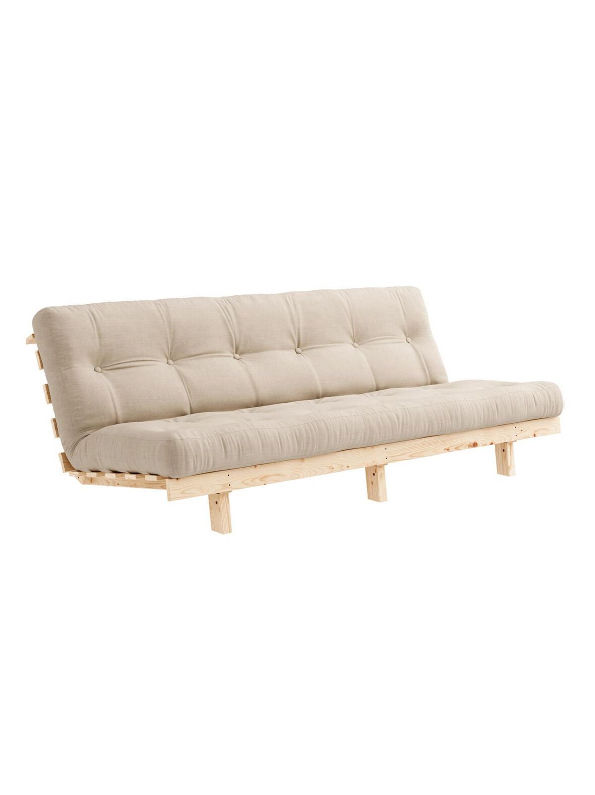 Lean-futonsohva beige/mänty l 190 cm