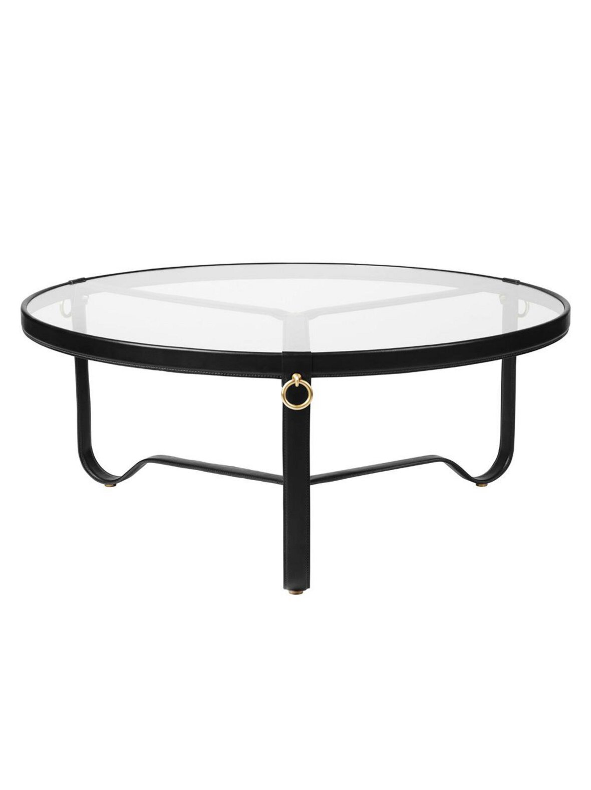 Adnet-sohvapöytä musta nahka / lasi ⌀ 100 cm