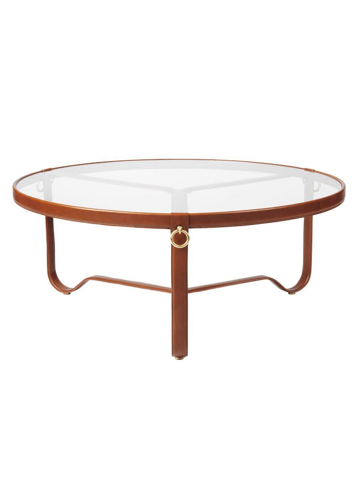 Adnet-sohvapöytä ruskea nahka / lasi ⌀ 100 cm