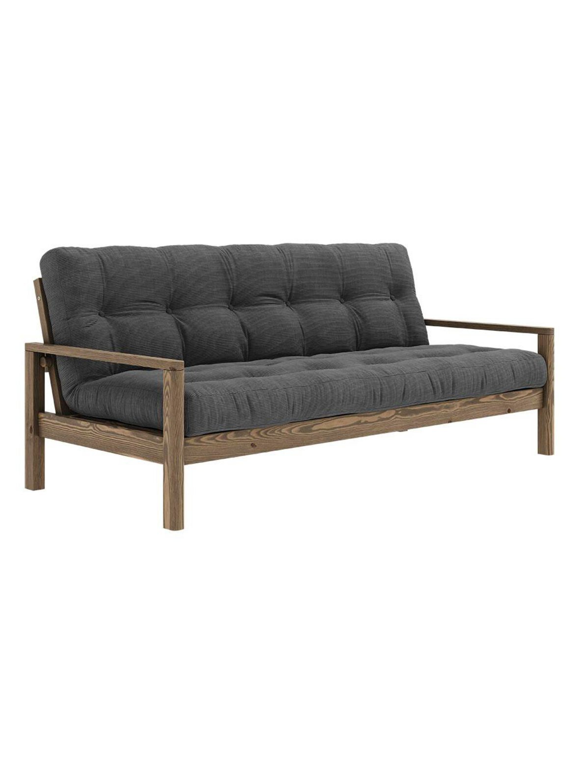 Knob-futonsohva corduroy-kangas charcoal/carob brown l 205 cm
