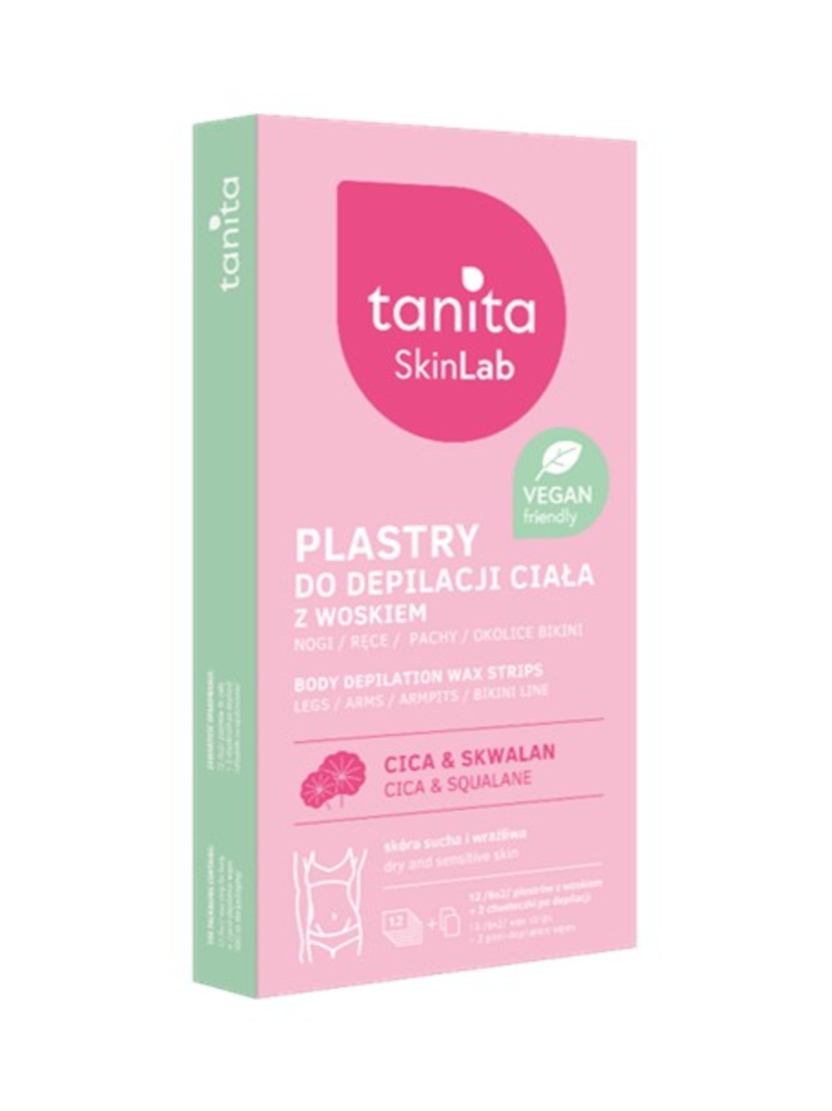 Body depilation wax strips cica&squalane -kylmävahaliuskat vartalolle 12kpl