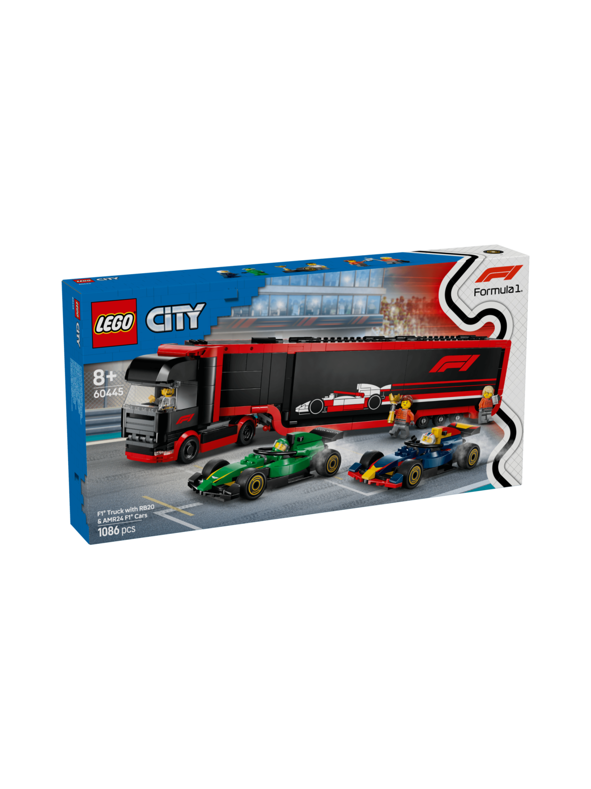 Lego city f1-rekka ja f1-autot rb20 ja amr24 60445