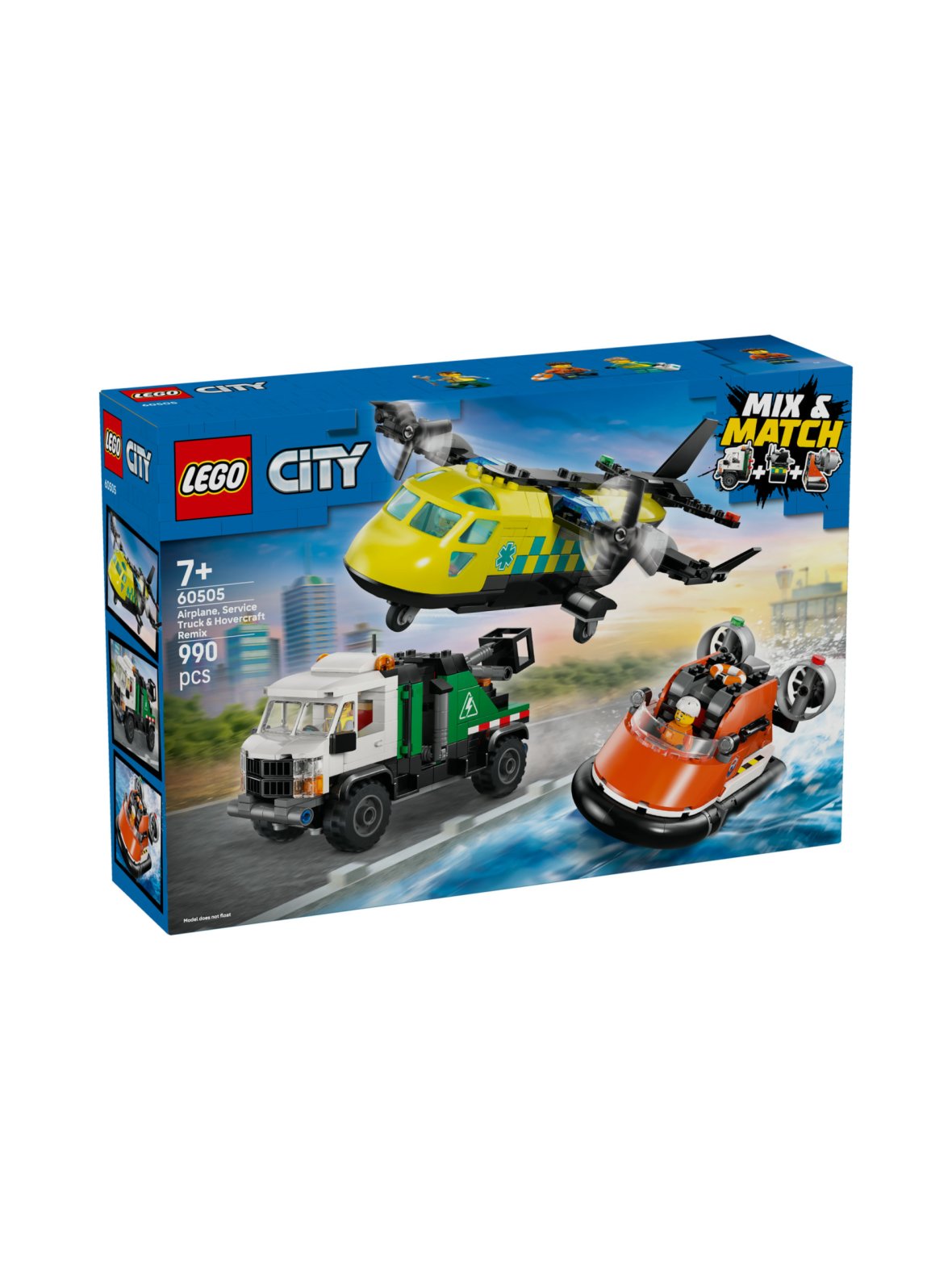 Lego city lentokone, huoltoauto ja ilmatyynyalus 60505
