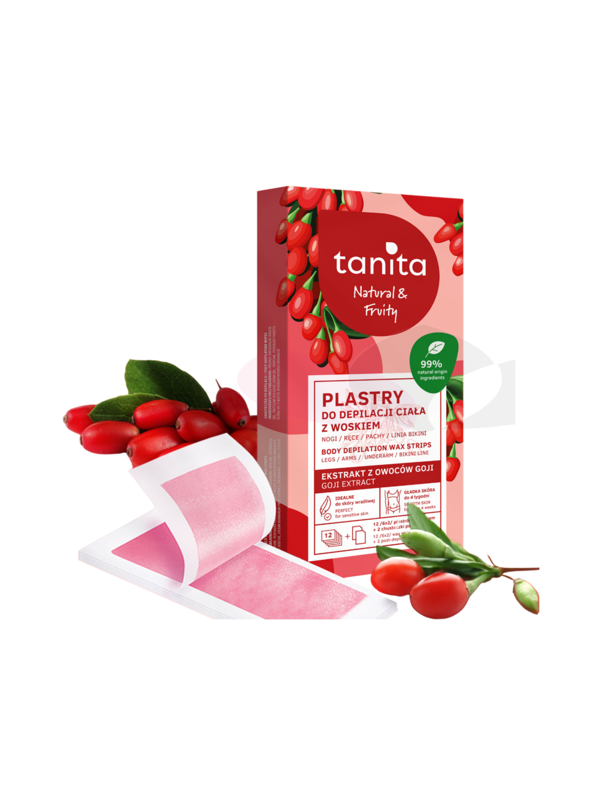 Body depilation wax strips goji berry -kylmävahaliuskat vartalolle 12kpl