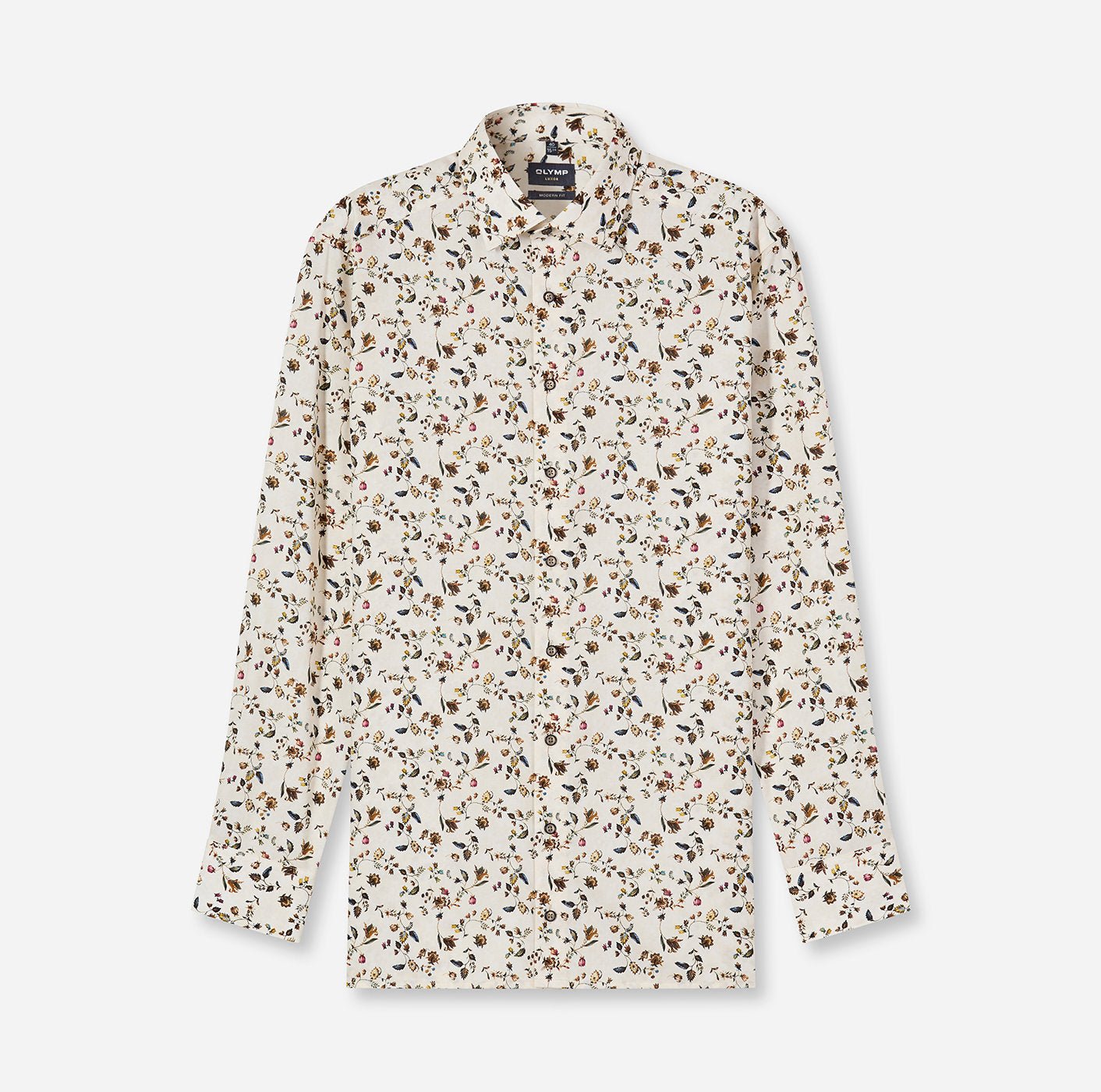 Olymp miesten kauluspaita Luxor Modern Fit, ruskea kuosillinen