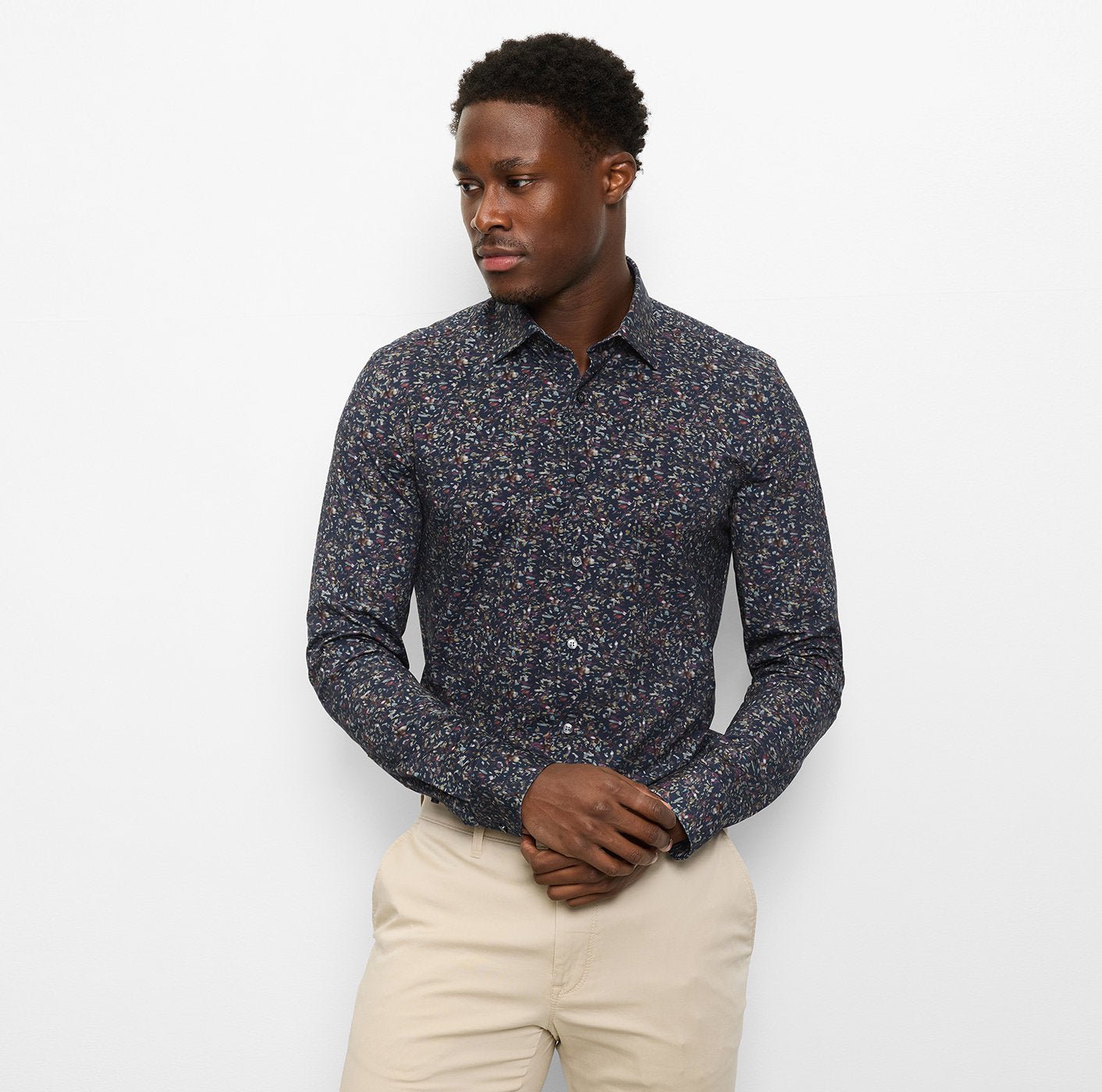 Olymp miesten kauluspaita 24/SEVEN – LEVELFIVE BODY FIT JERSEY, sininen kuosi