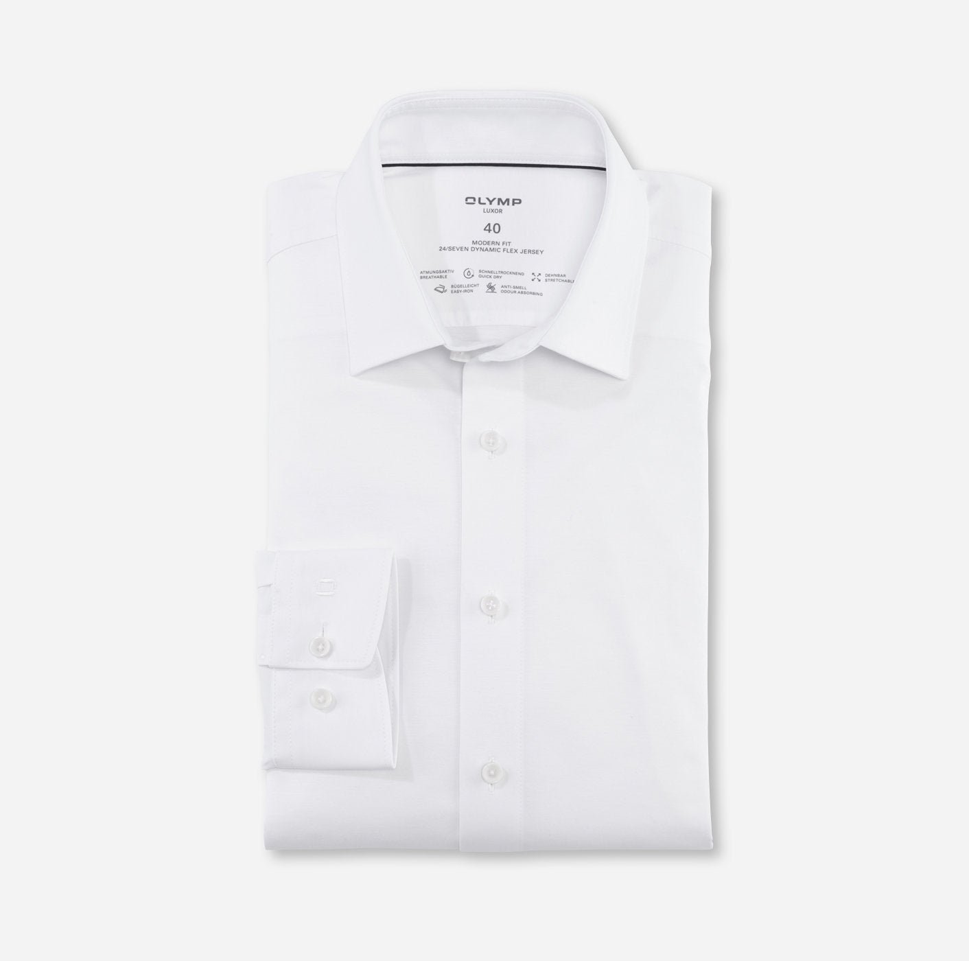 Olymp kauluspaita 24/7 Luxor Modern Fit Jersey, valkoinen