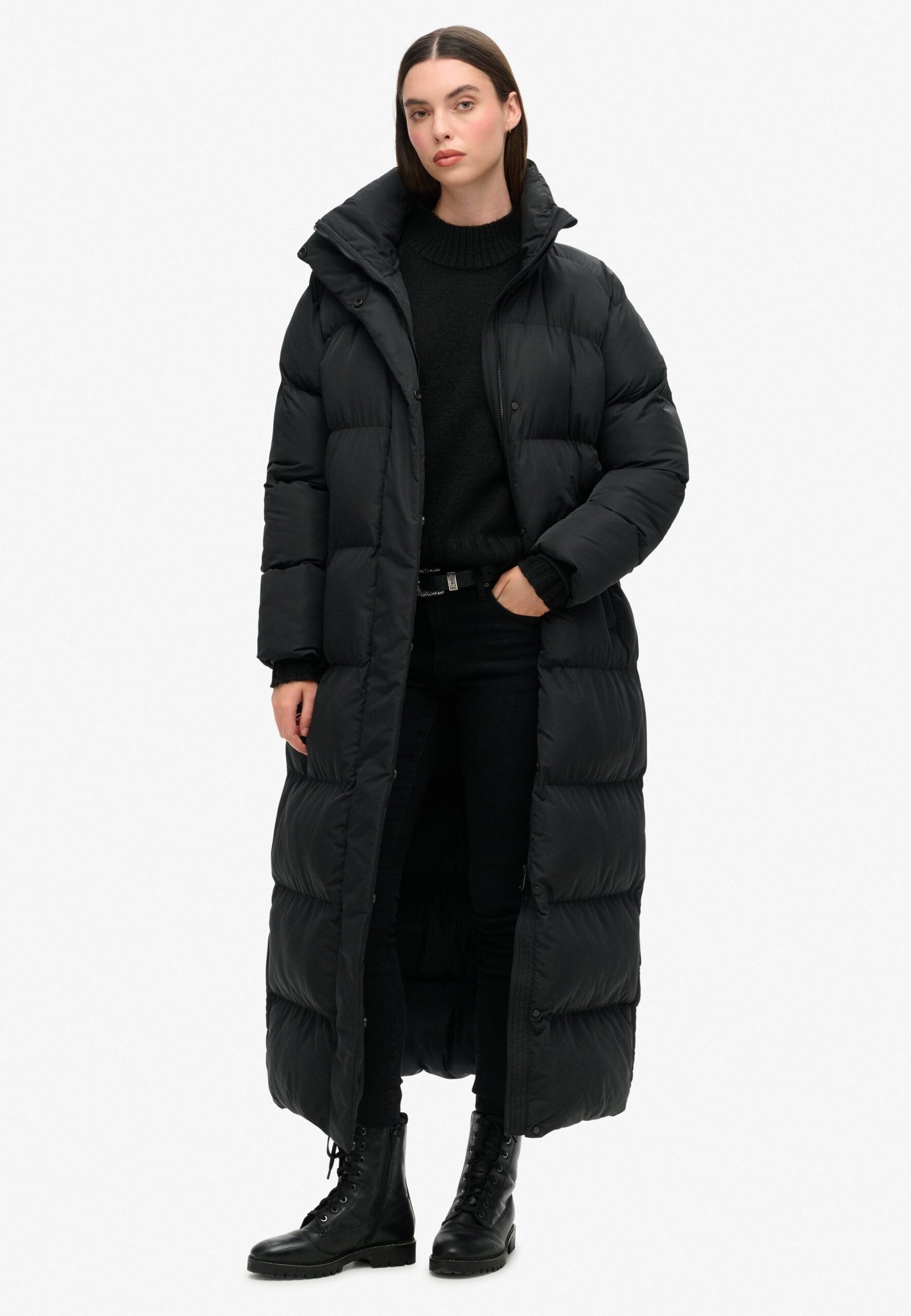 Superdry naisten takki Maxi Longline Puffer Jacket, musta