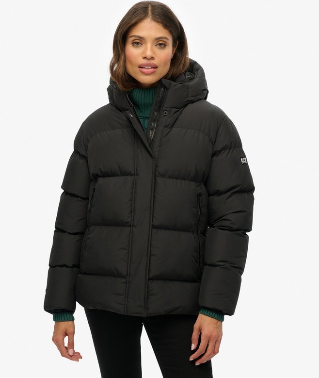 Superdry naisten takki Hooded 5 Baffle Sports Puffer, musta