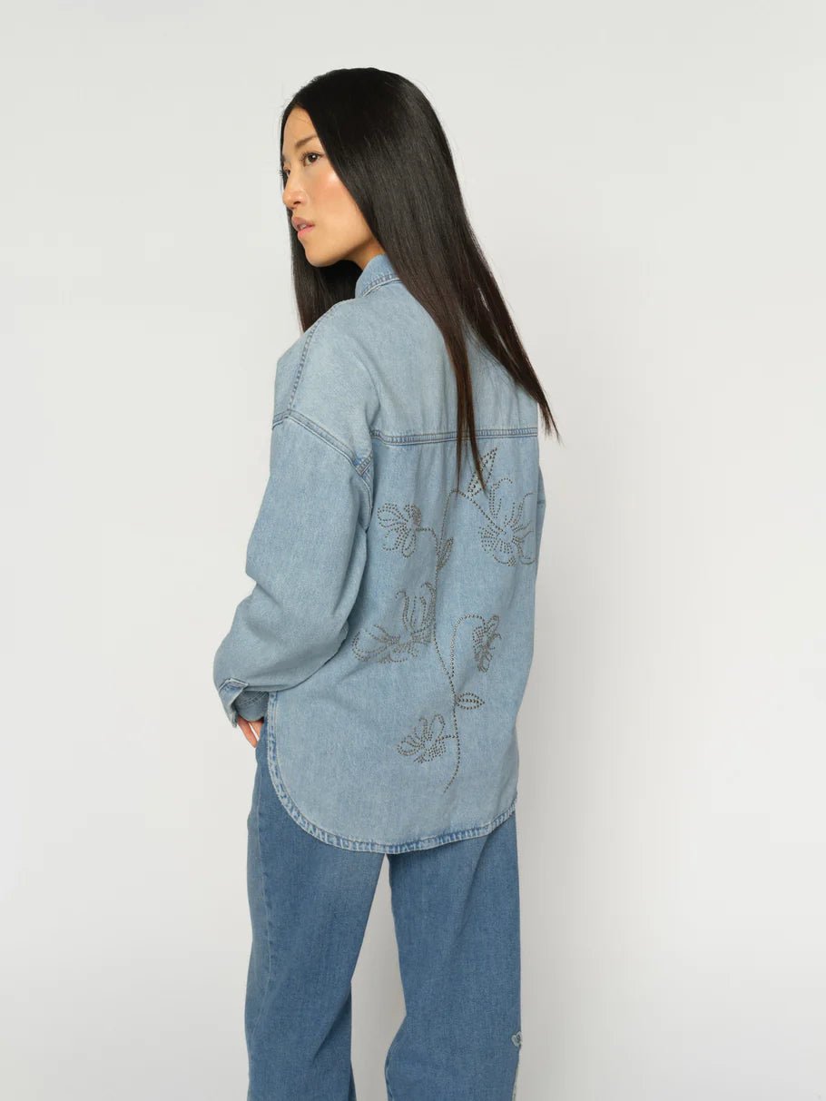 Mos Mosh naisten farkkupaita EMM Flower Shirt, sininen