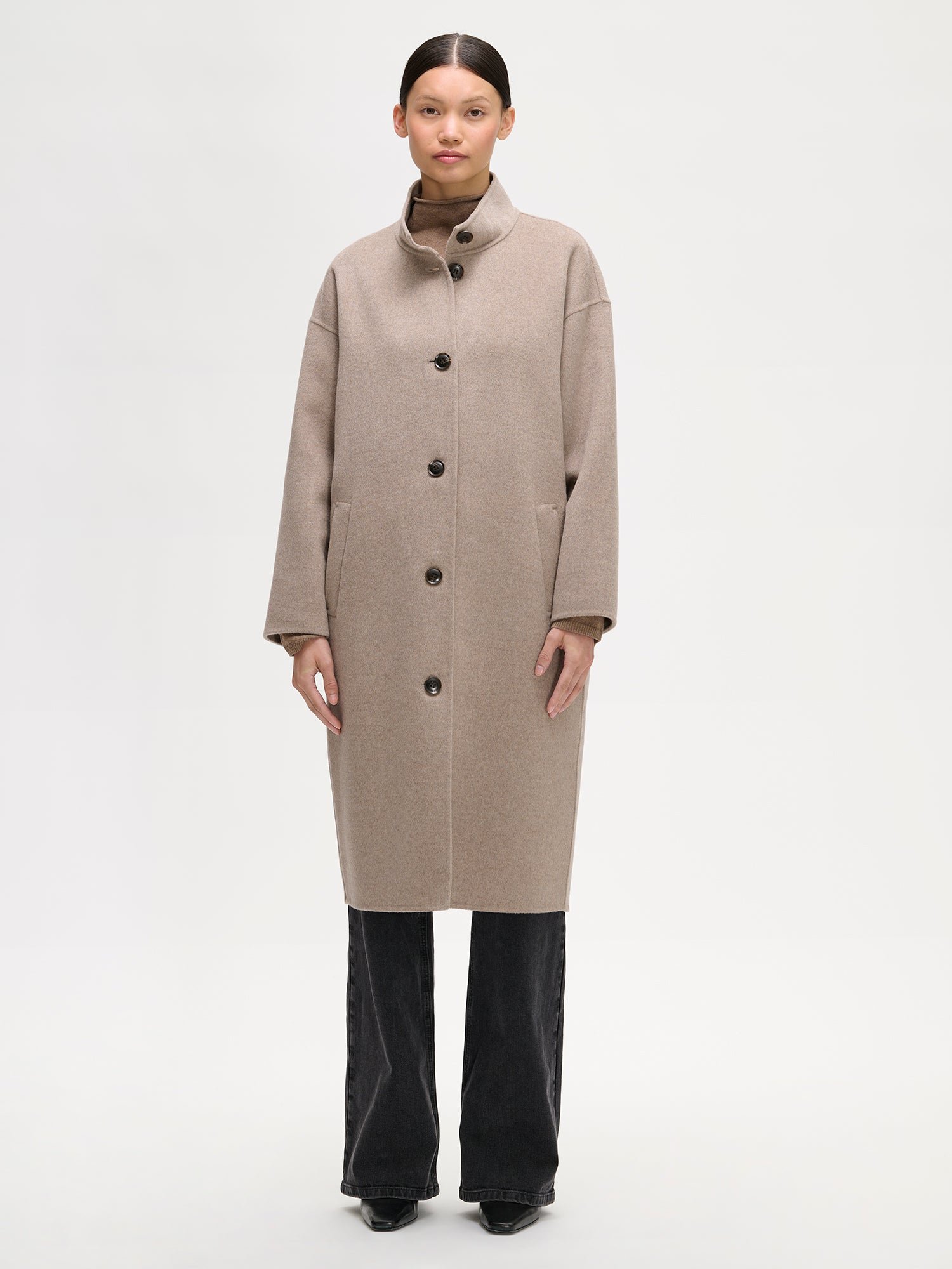 Nanso ELLE pitkä villakangastakki - beige
