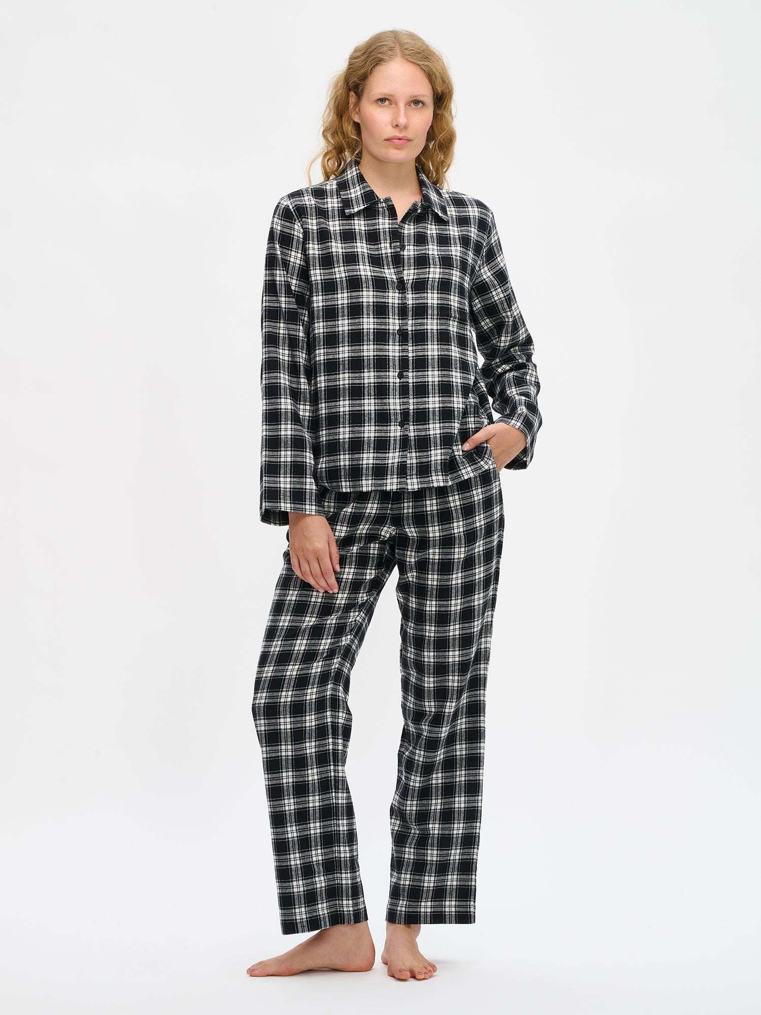 Nanso RUUTU pyjamahousut - mustavalkoinen