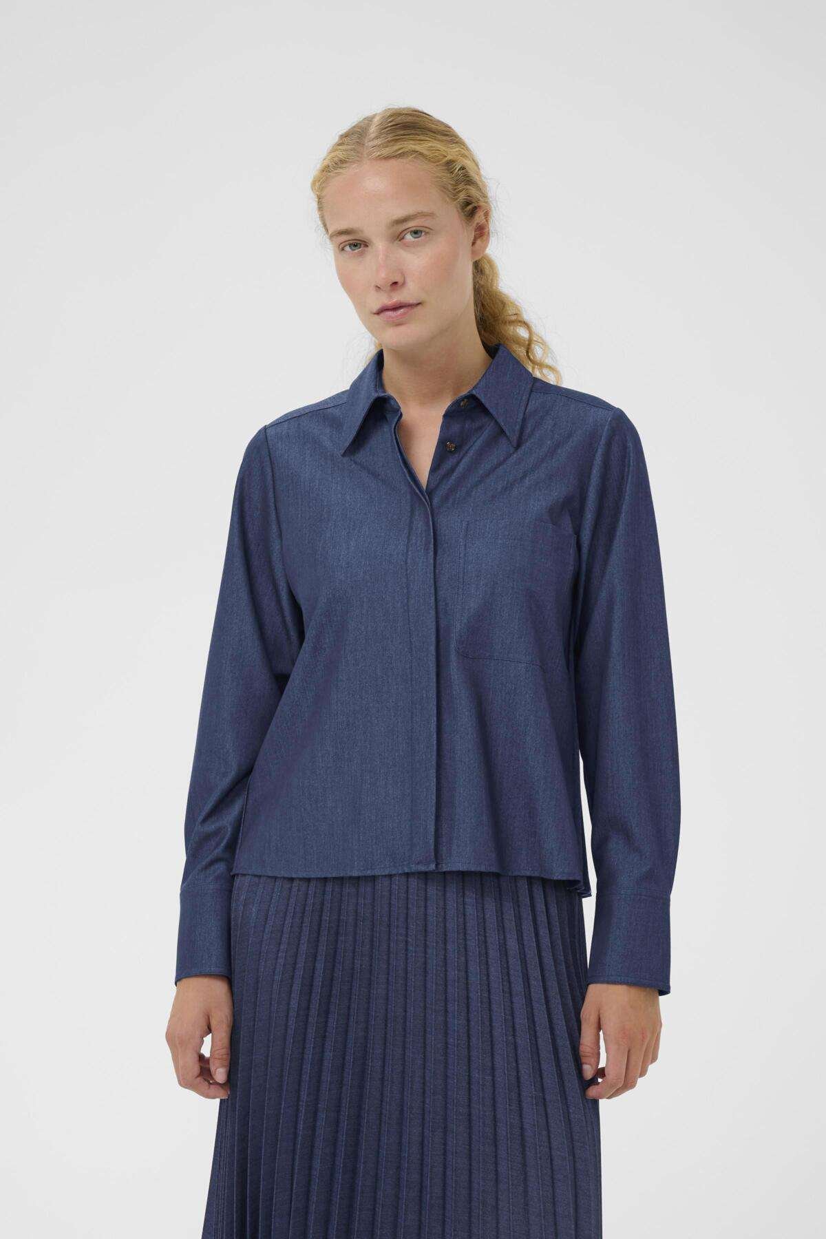 Inwear naisten paitapusero CHERRIEIW SHIRT, Dark Denim