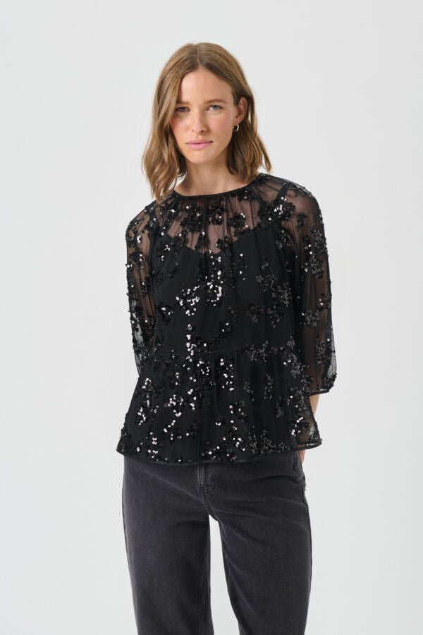 Part Two naisten pusero VIVANPW BL, Black Sequins on mesh