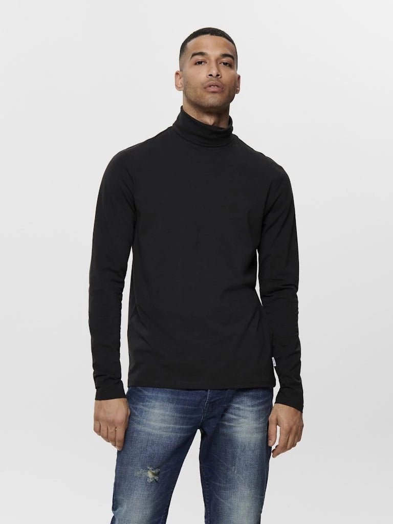 Only and Sons miesten roll neck ONSMICHAN LS ROLLNECK, musta