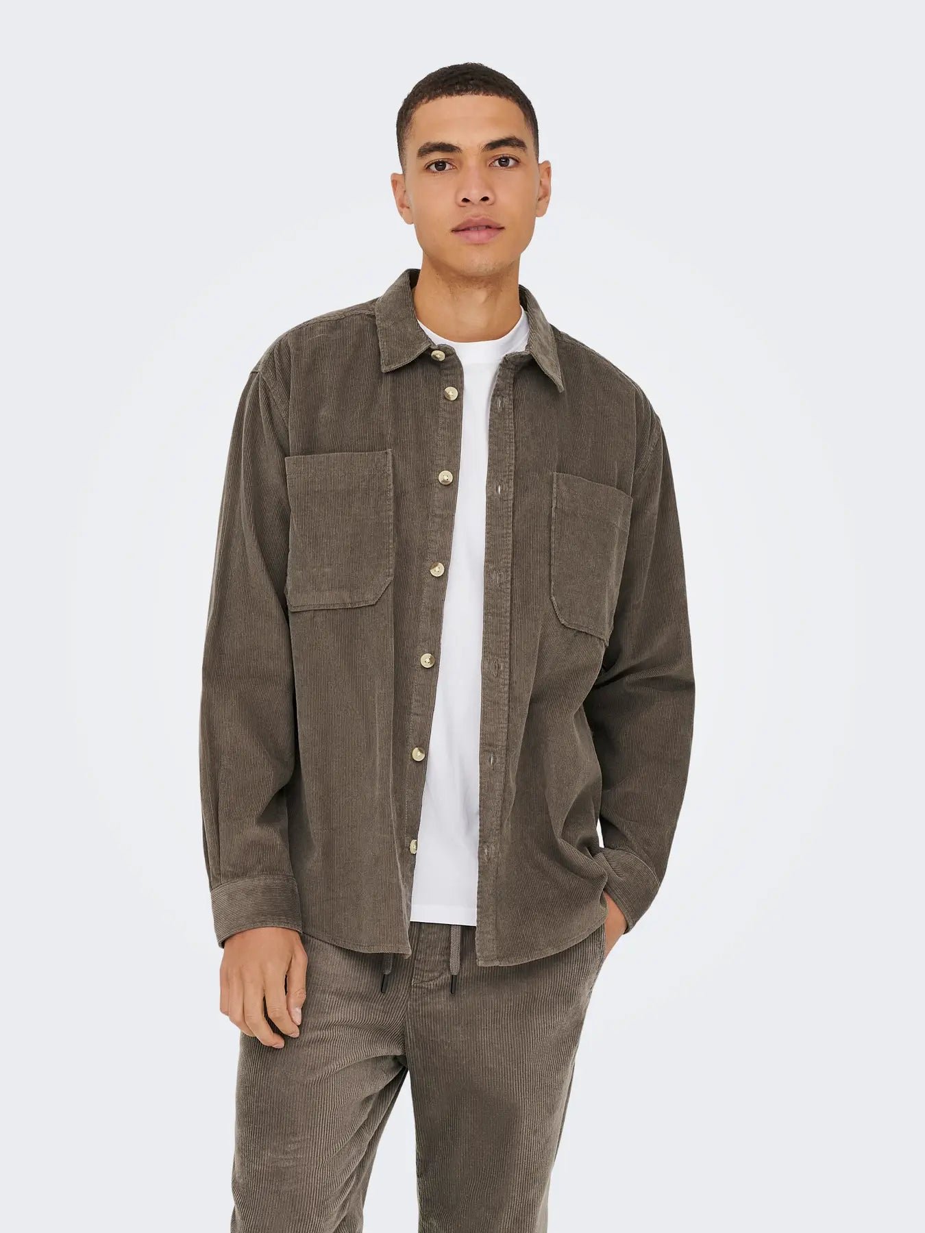 Only and Sons miesten paita ONSALP RLX 2PKT WASHD CORD LS SHIRT NOOS, Falcon