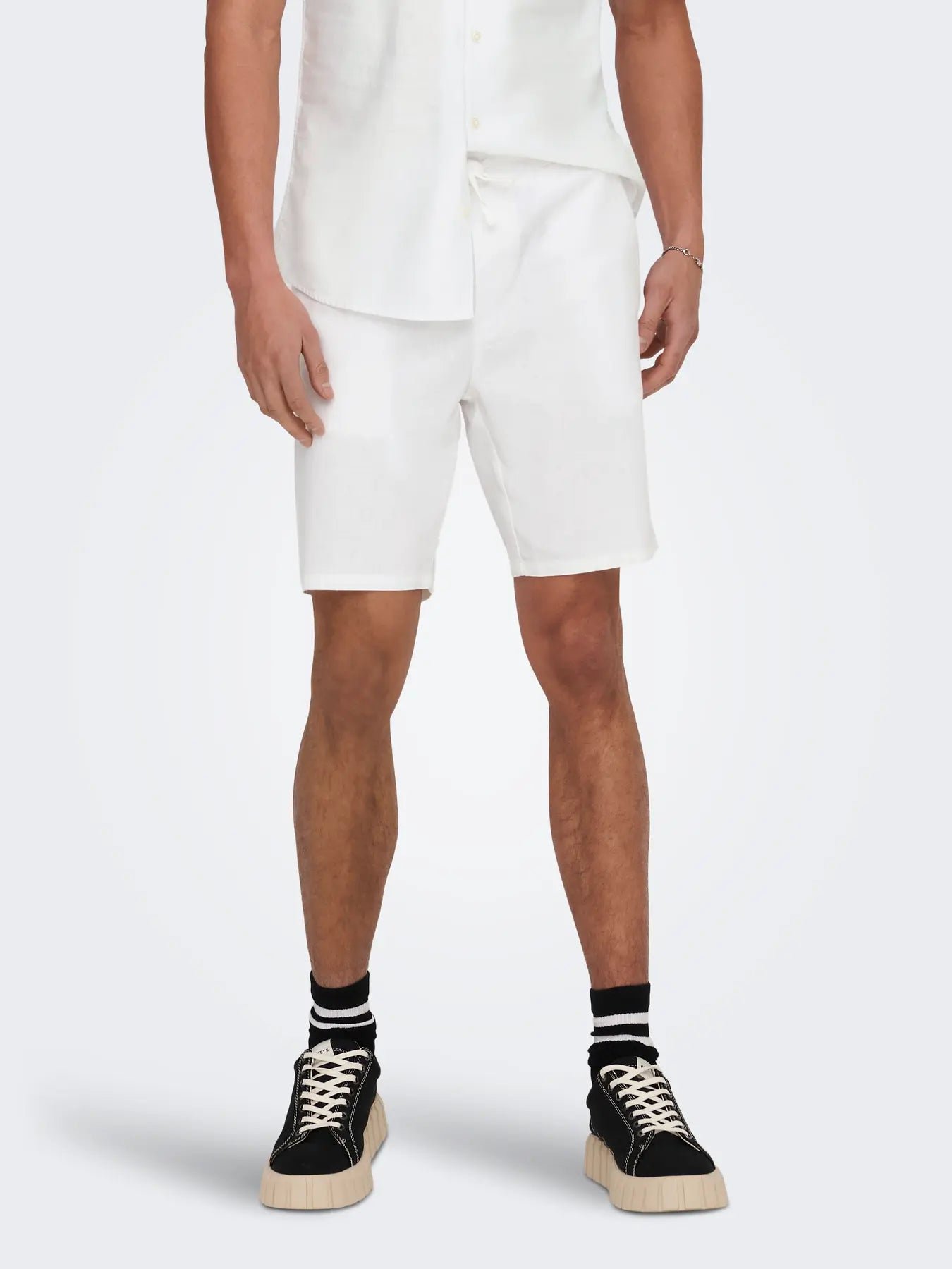 ONSLINUS 0007 COT LIN SHORTS NOOS Bright White