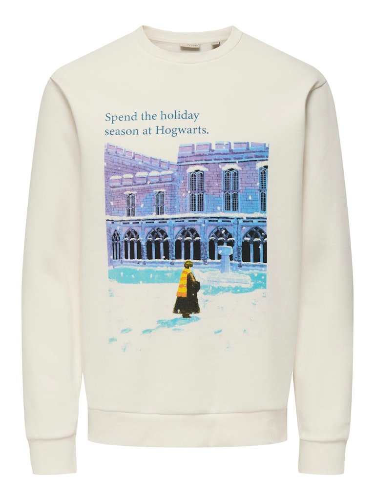 Only and Sons miesten collegepaita ONSXMAS REG CREW HP, Cloud Dancer